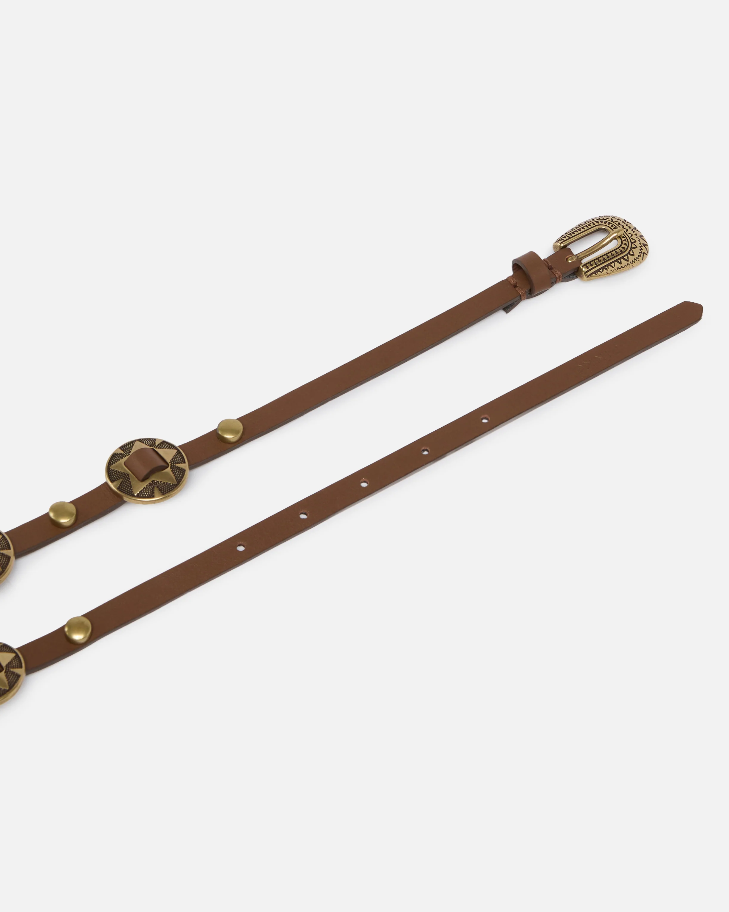 Cintura sottile con placche incise in metallo 1cm - Image 3