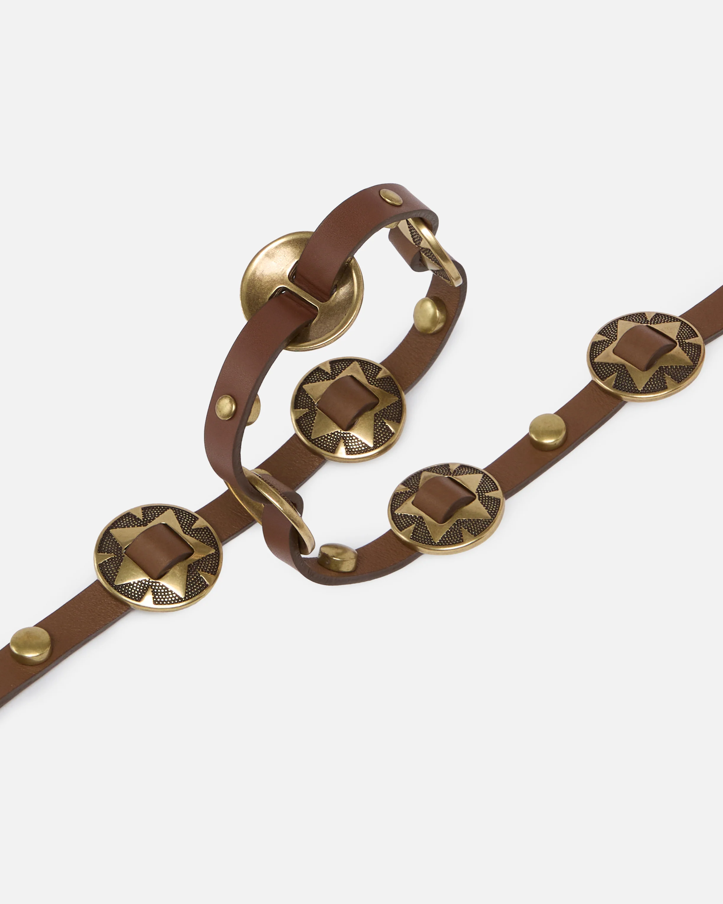 Cintura sottile con placche incise in metallo 1cm - Image 4