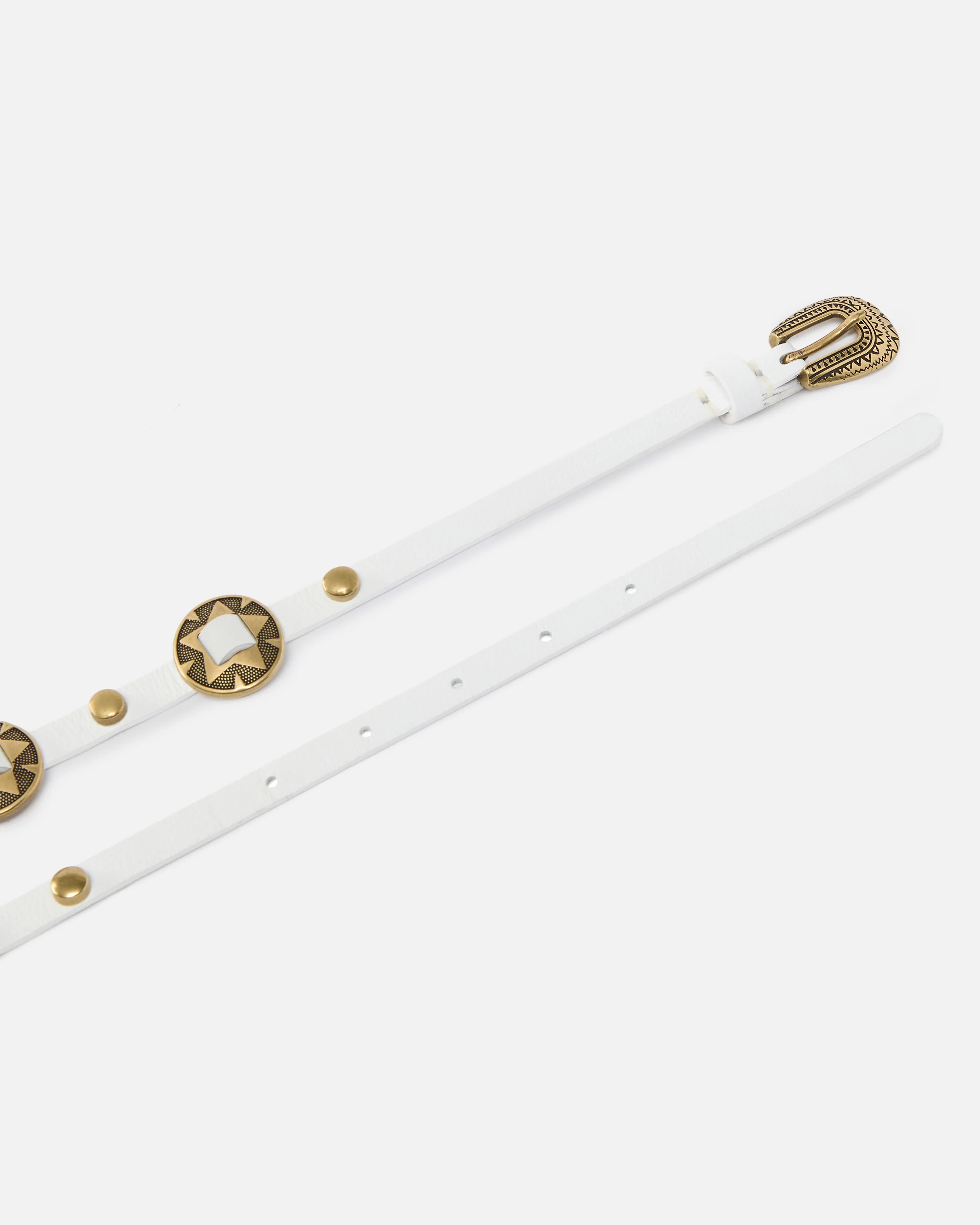 Cintura sottile con placche incise in metallo 1cm - Image 3