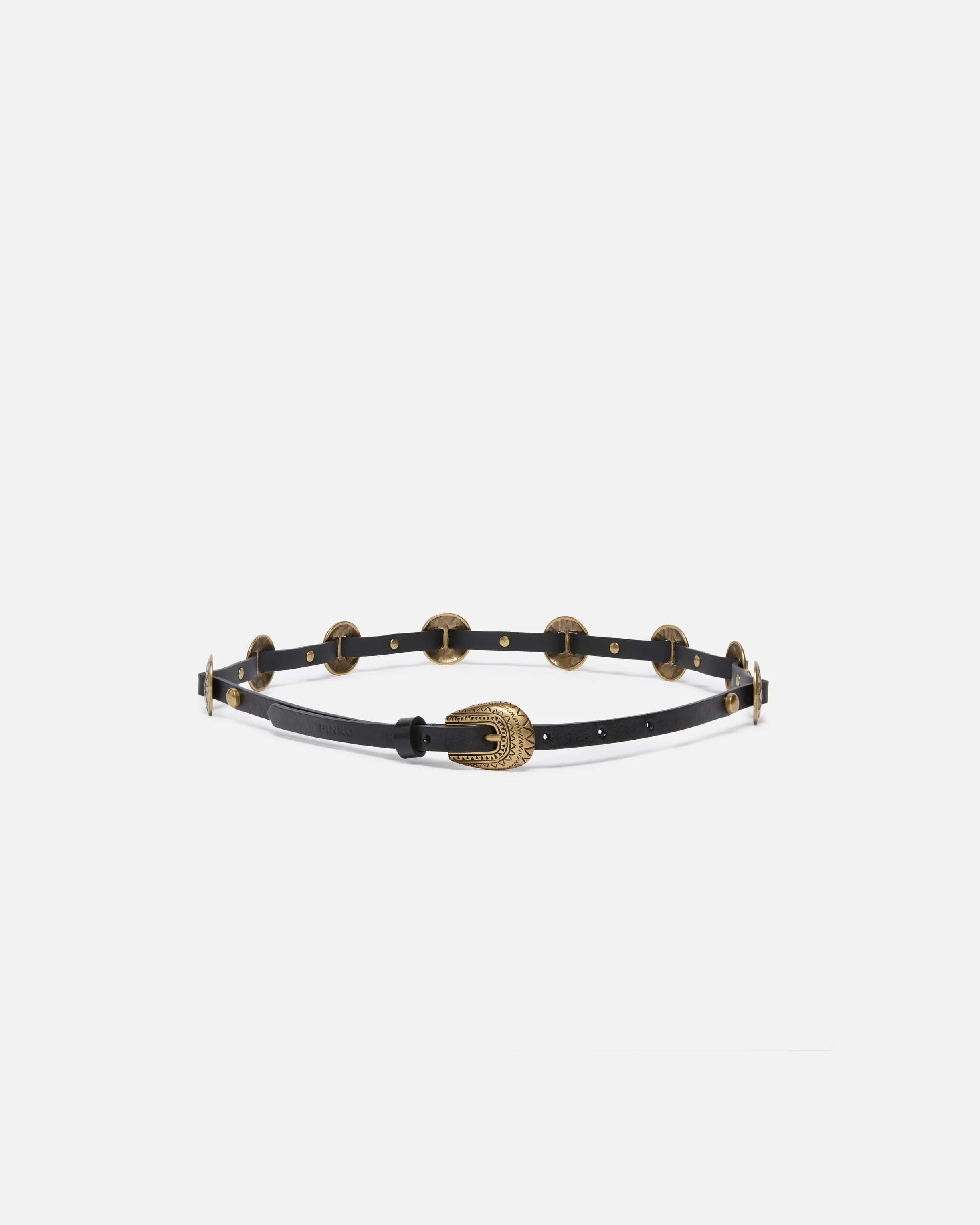 Cintura sottile con placche incise in metallo 1cm