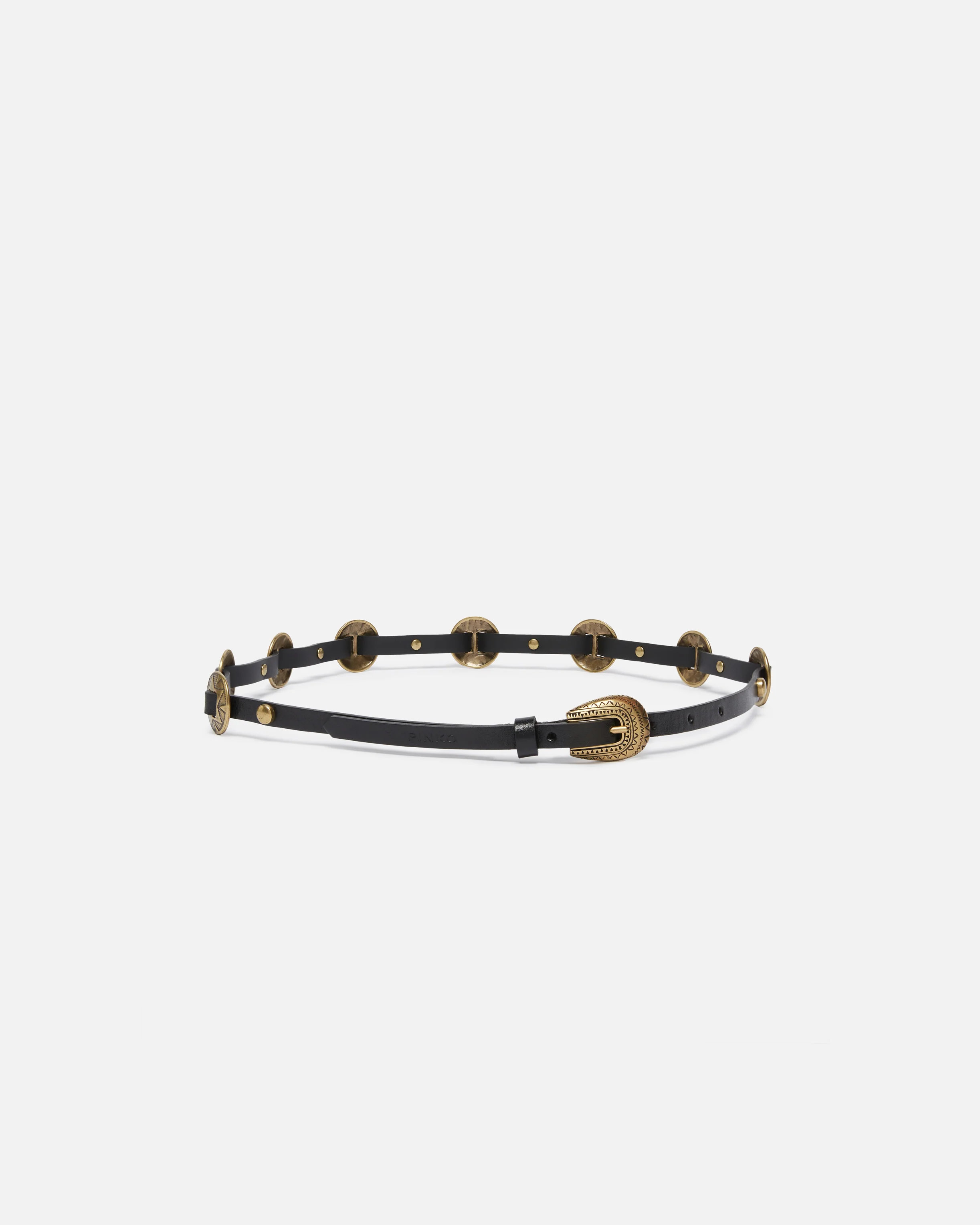 Cintura sottile con placche incise in metallo 1cm - Image 2