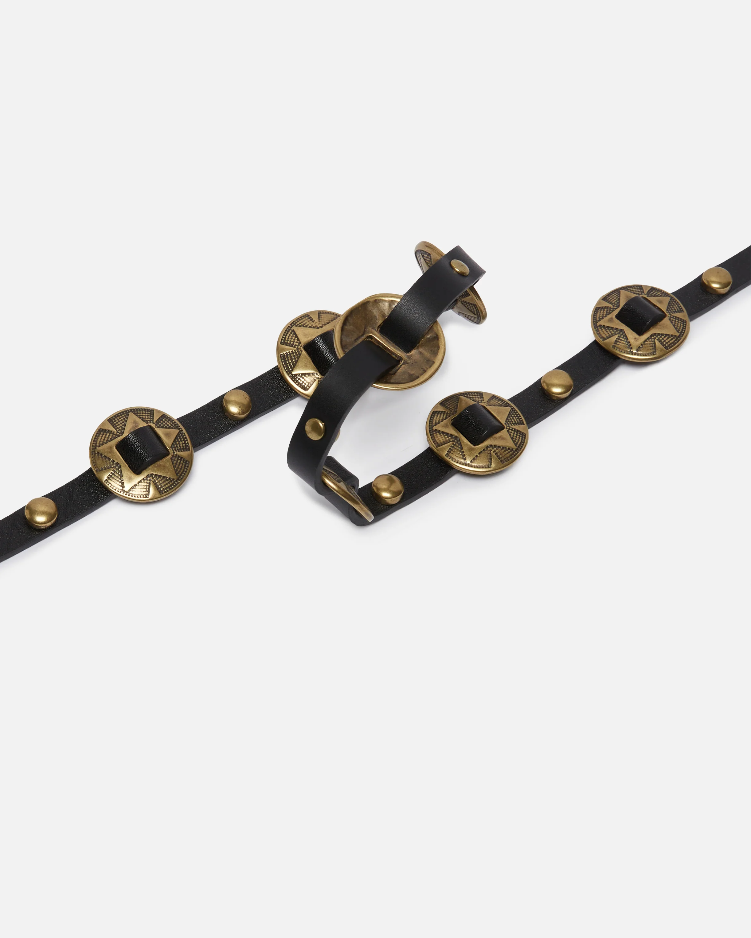 Cintura sottile con placche incise in metallo 1cm - Image 4