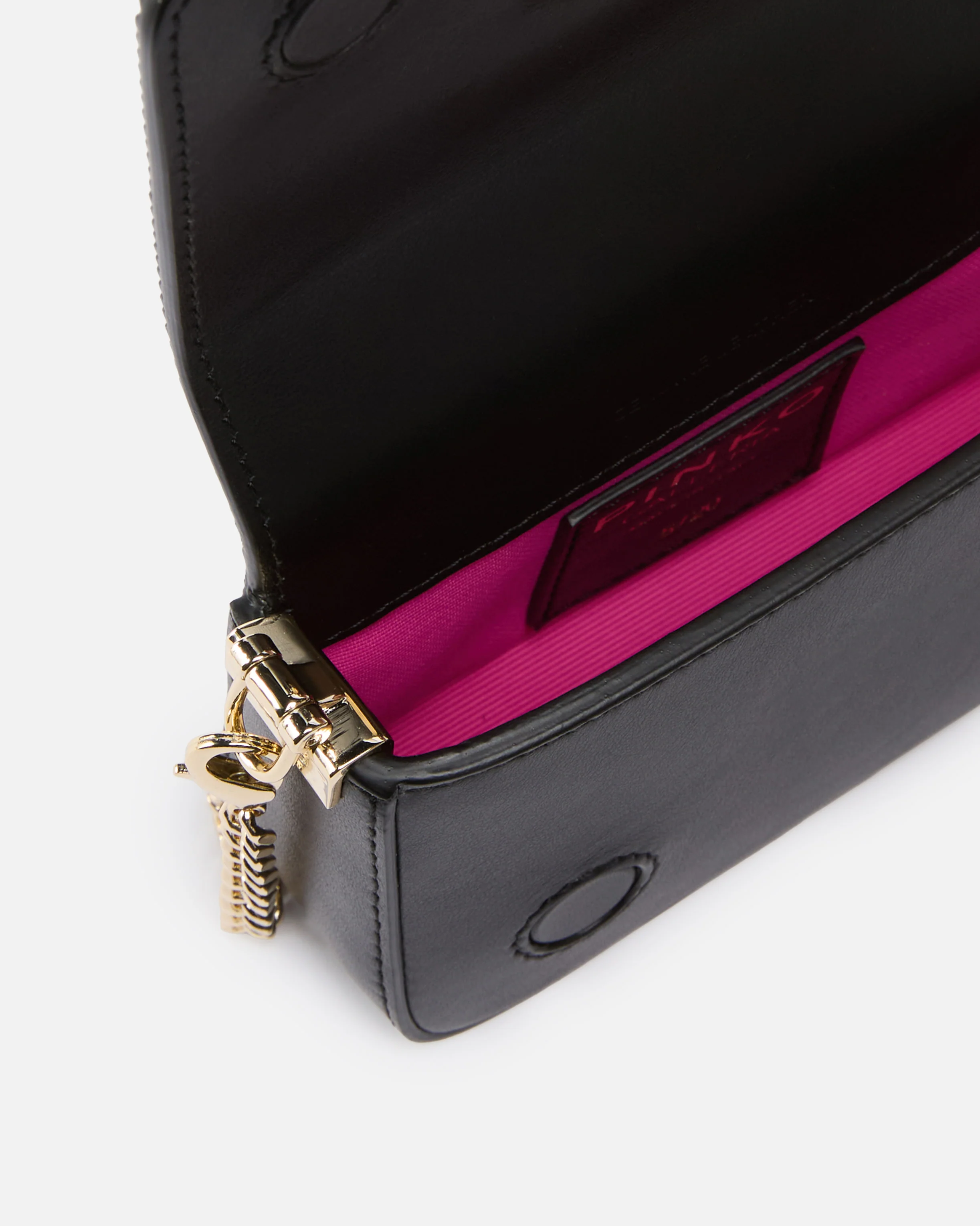 Clutch a mano Micro Love Bag Click in microfibra full strass PINKO Galleria - Image 4