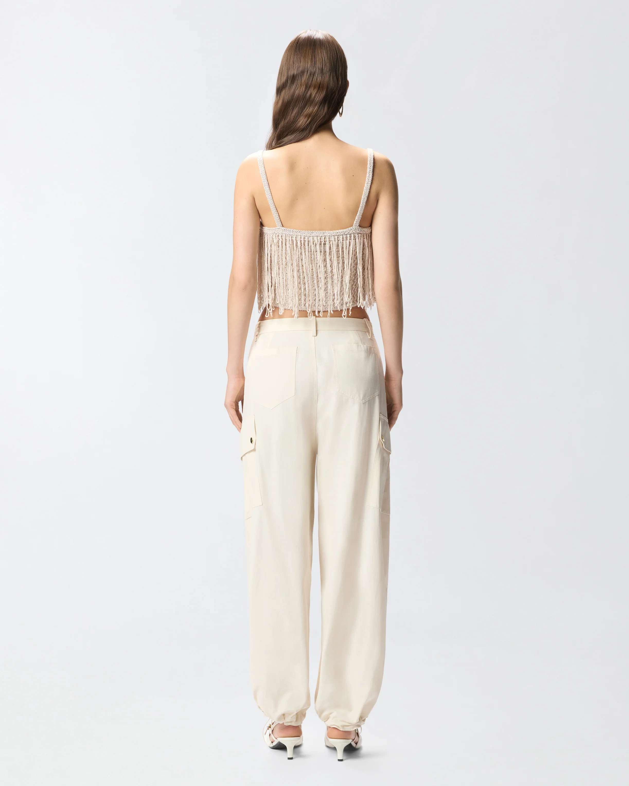 Crop top in maglia con frange - Image 3