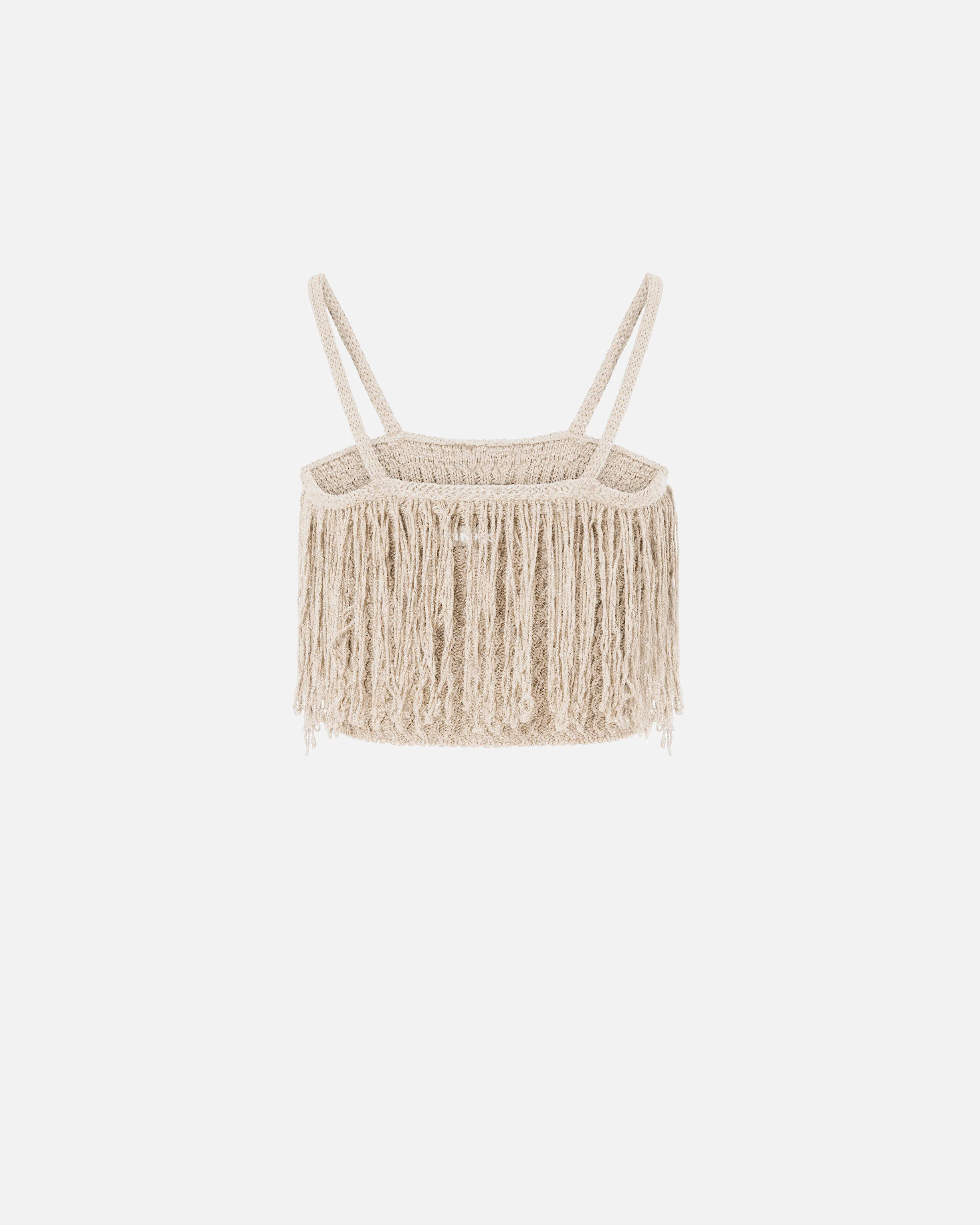 Crop top in maglia con frange - Image 6