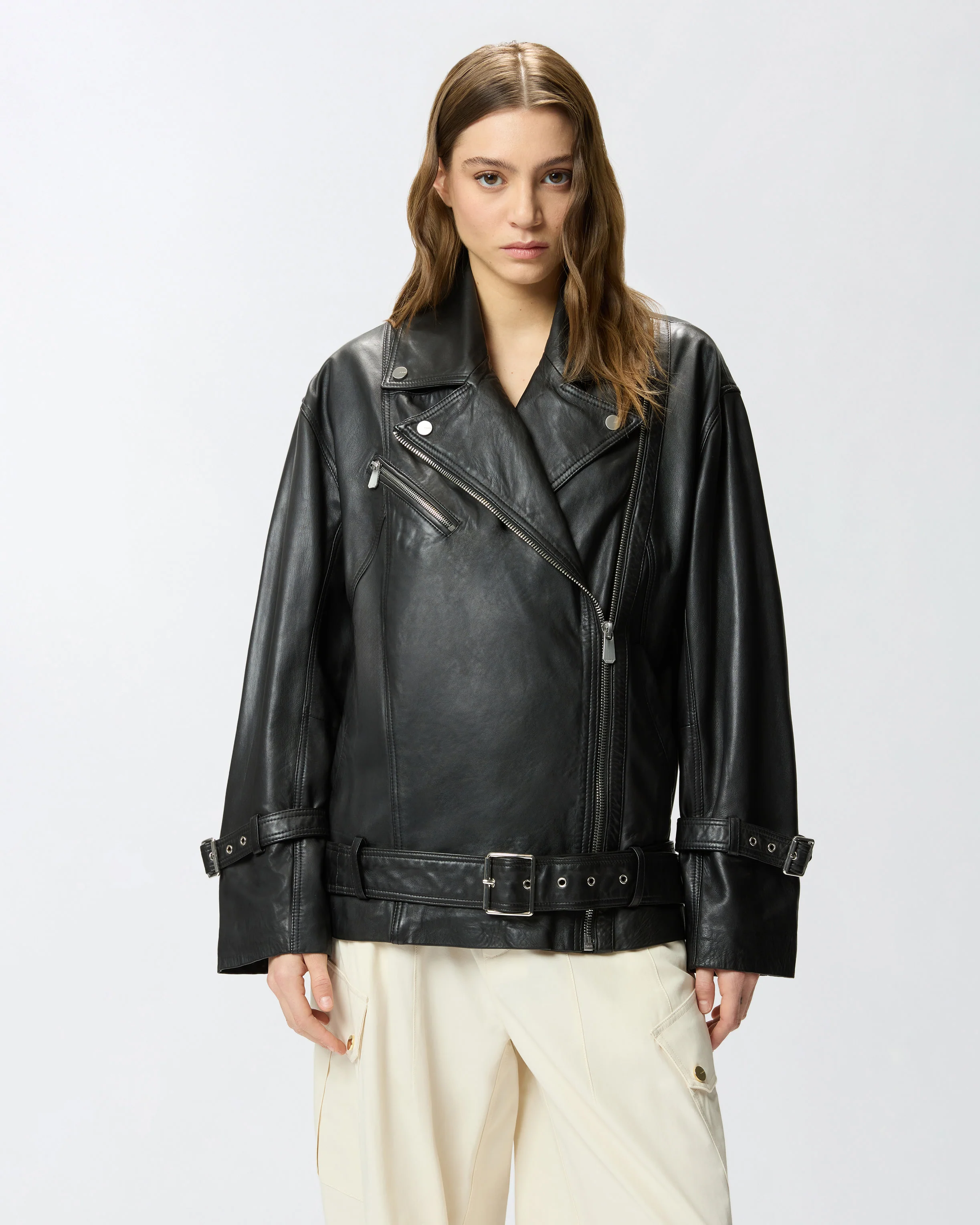 Giacca biker stile chiodo in pelle - Image 2