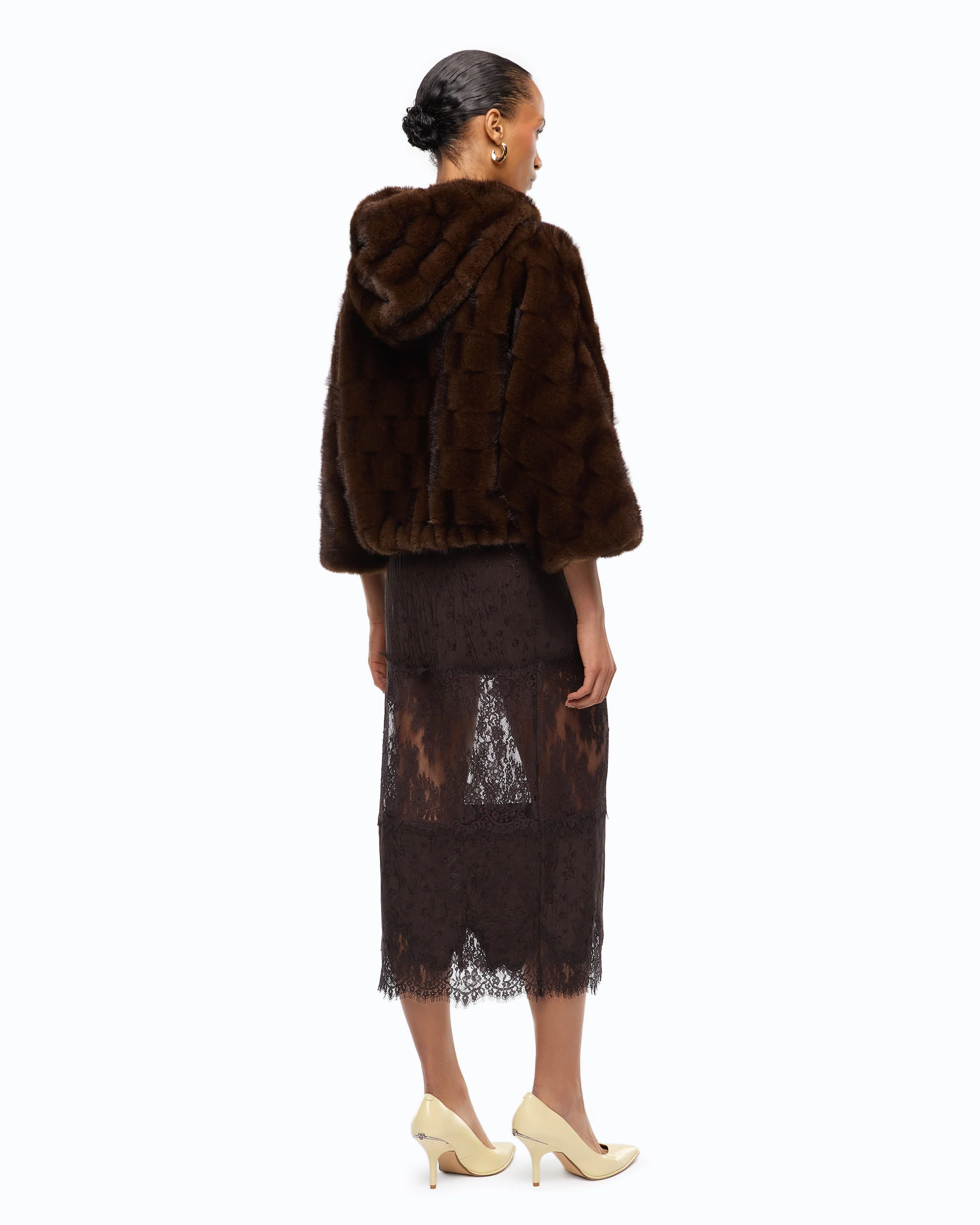 Giacca blouson effetto pelliccia con cappuccio - Image 4