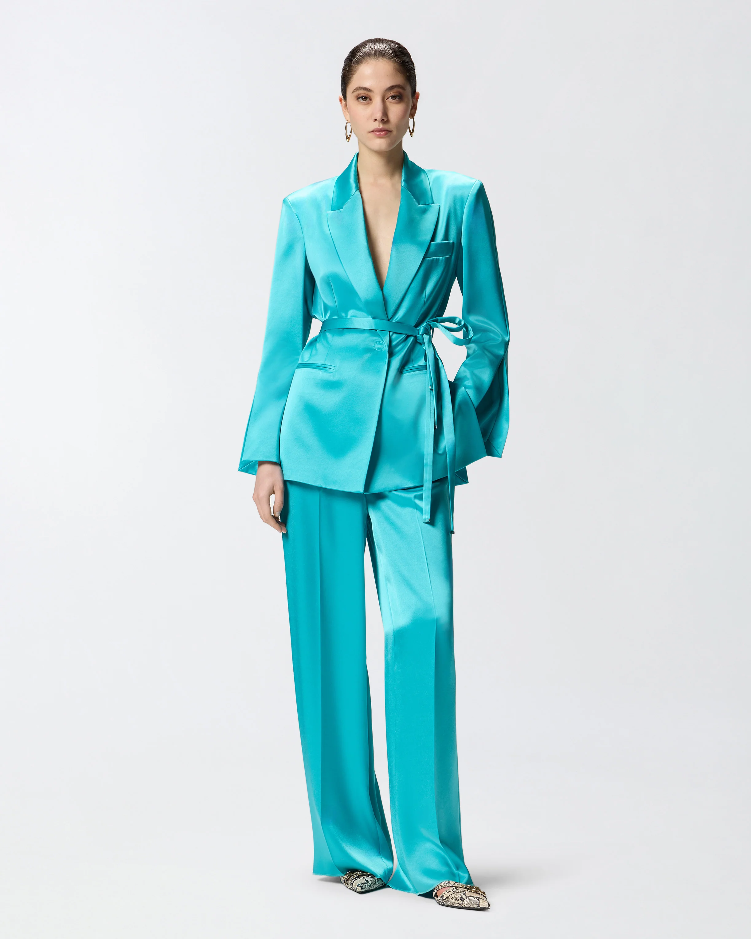 Giacca in satin con cintura - Image 2
