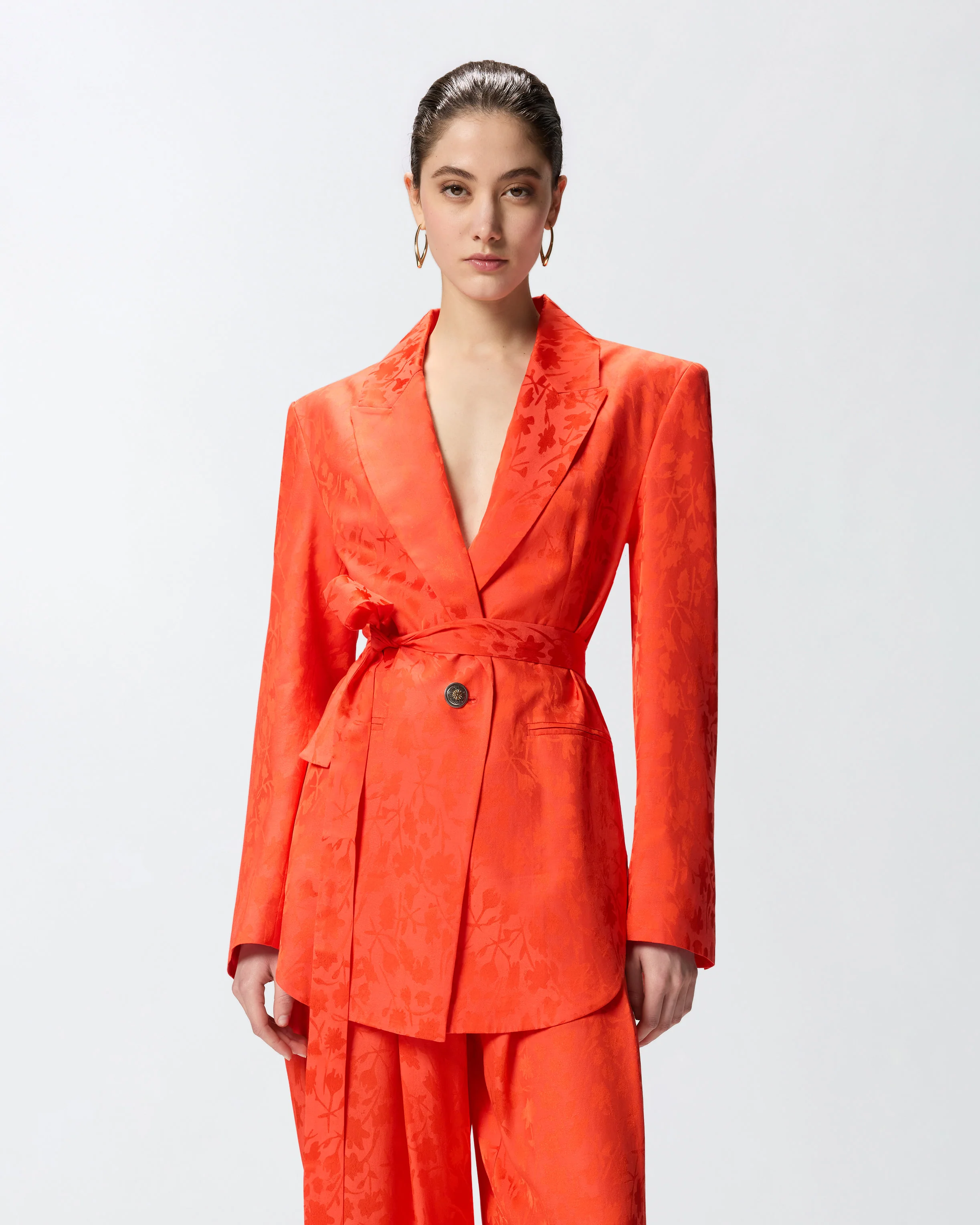 Giacca kimono in jacquard floreale