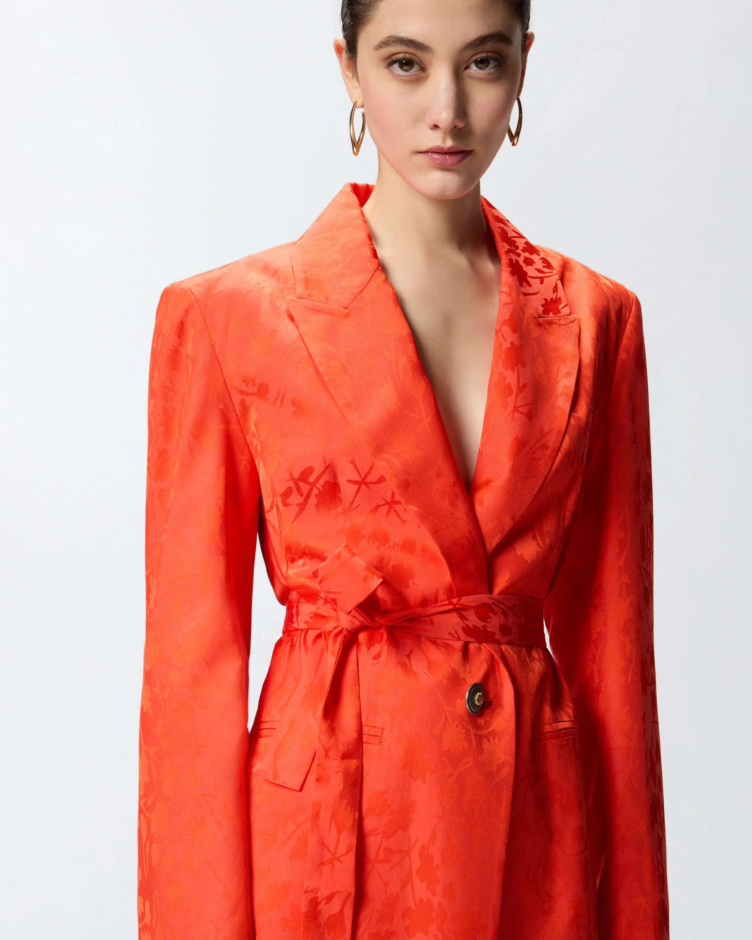 Giacca kimono in jacquard floreale - Image 4
