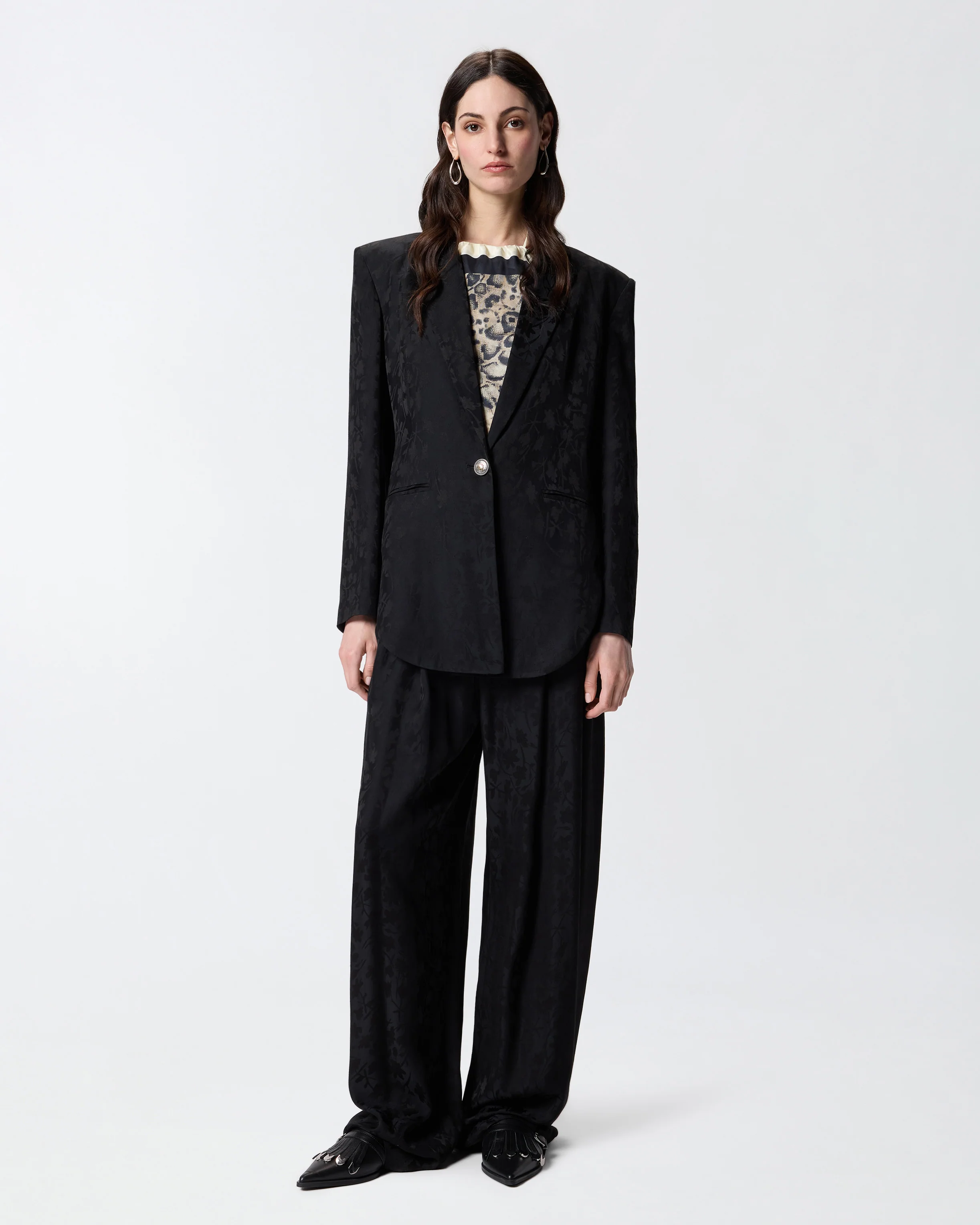 Giacca kimono in jacquard floreale - Image 2