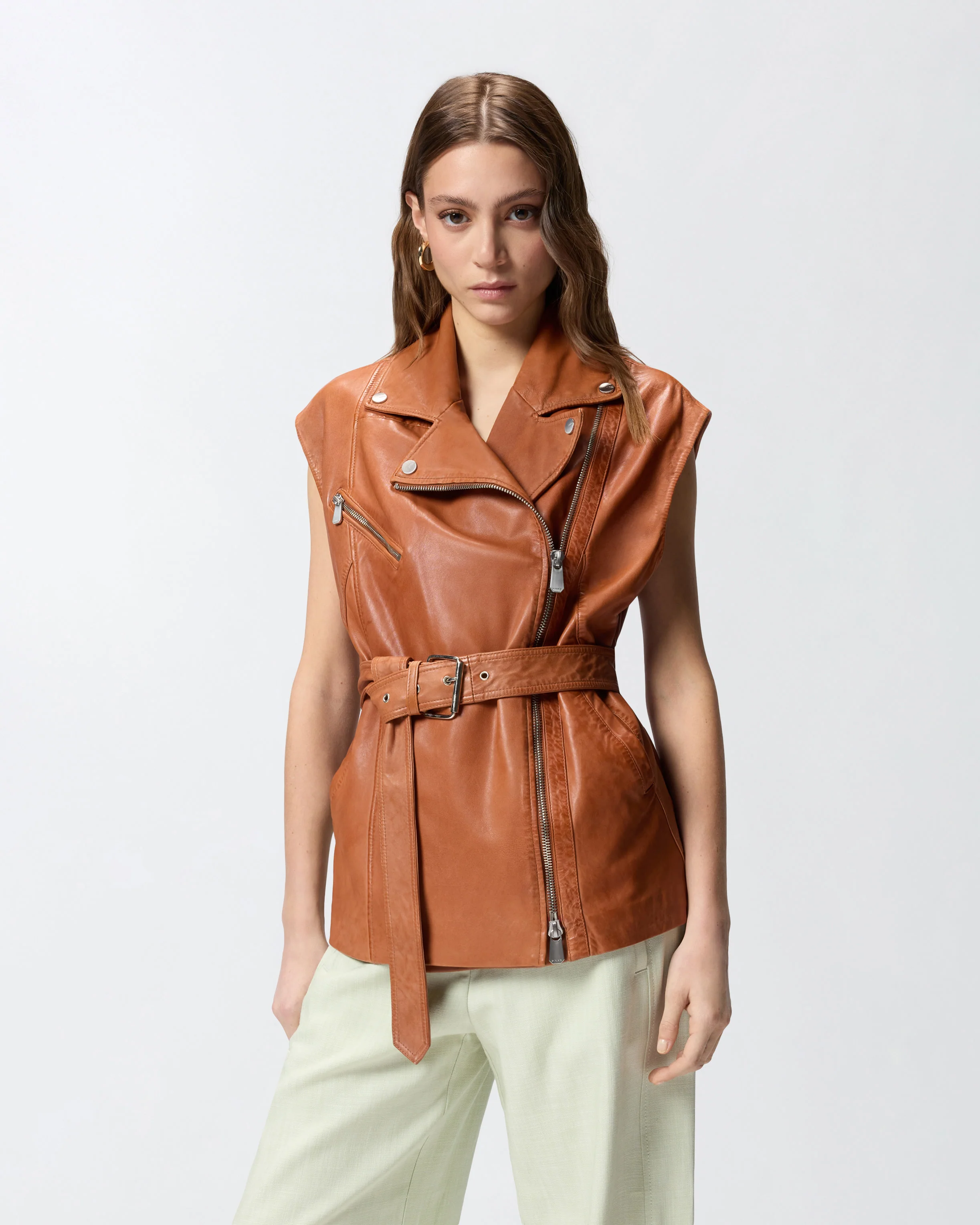 Gilet stile biker in pelle