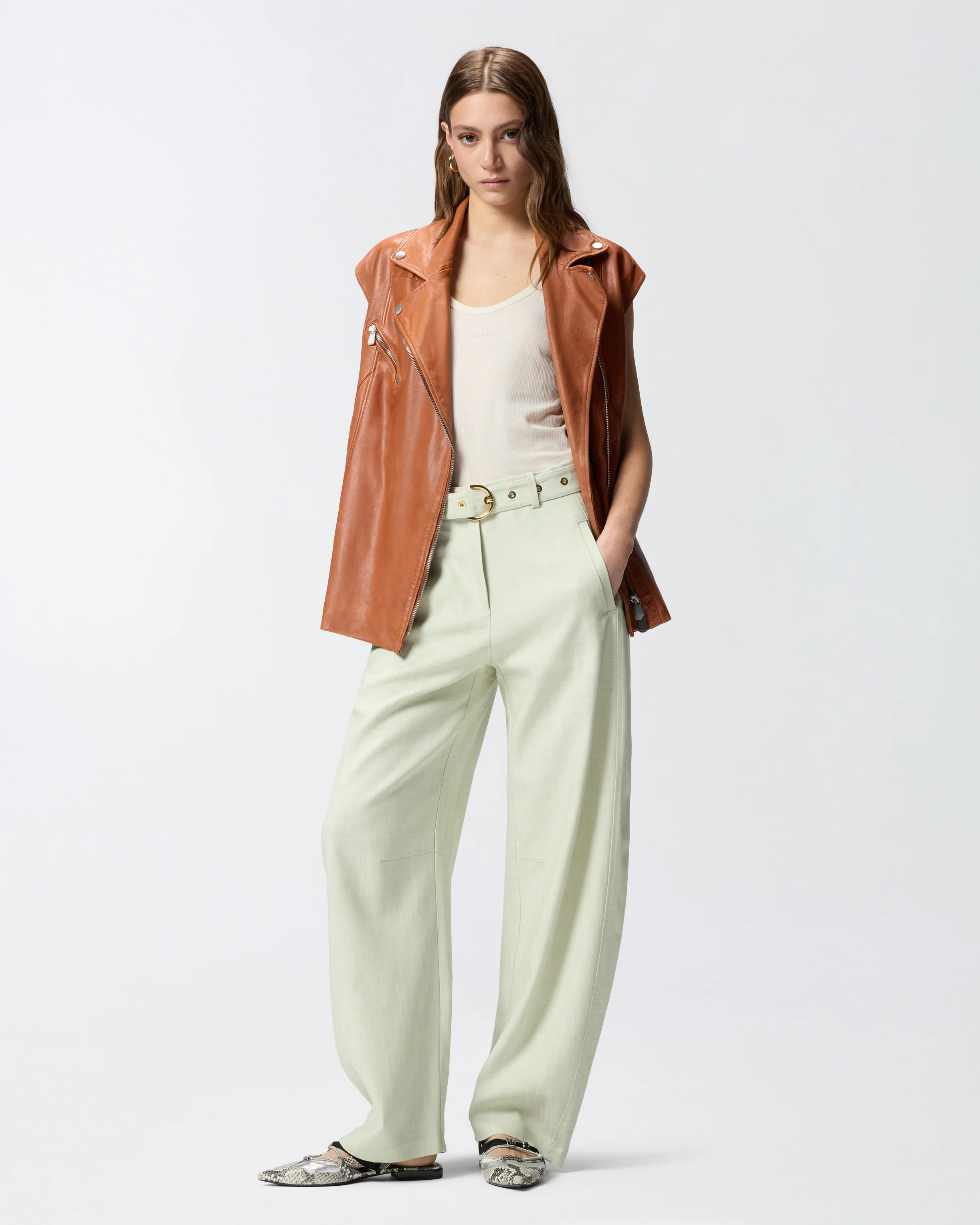 Gilet stile biker in pelle - Image 2