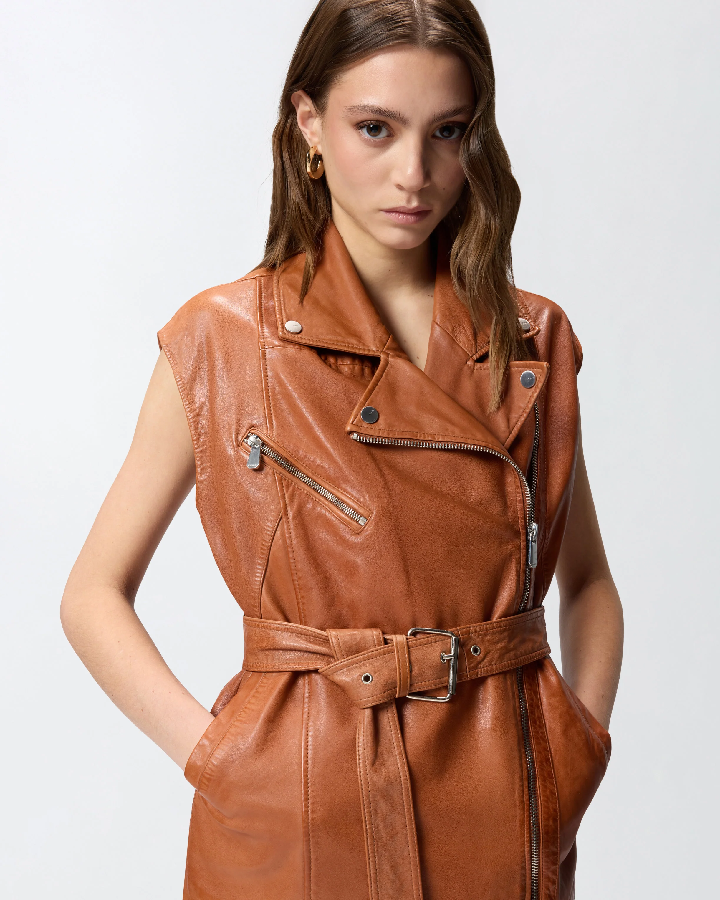 Gilet stile biker in pelle - Image 4