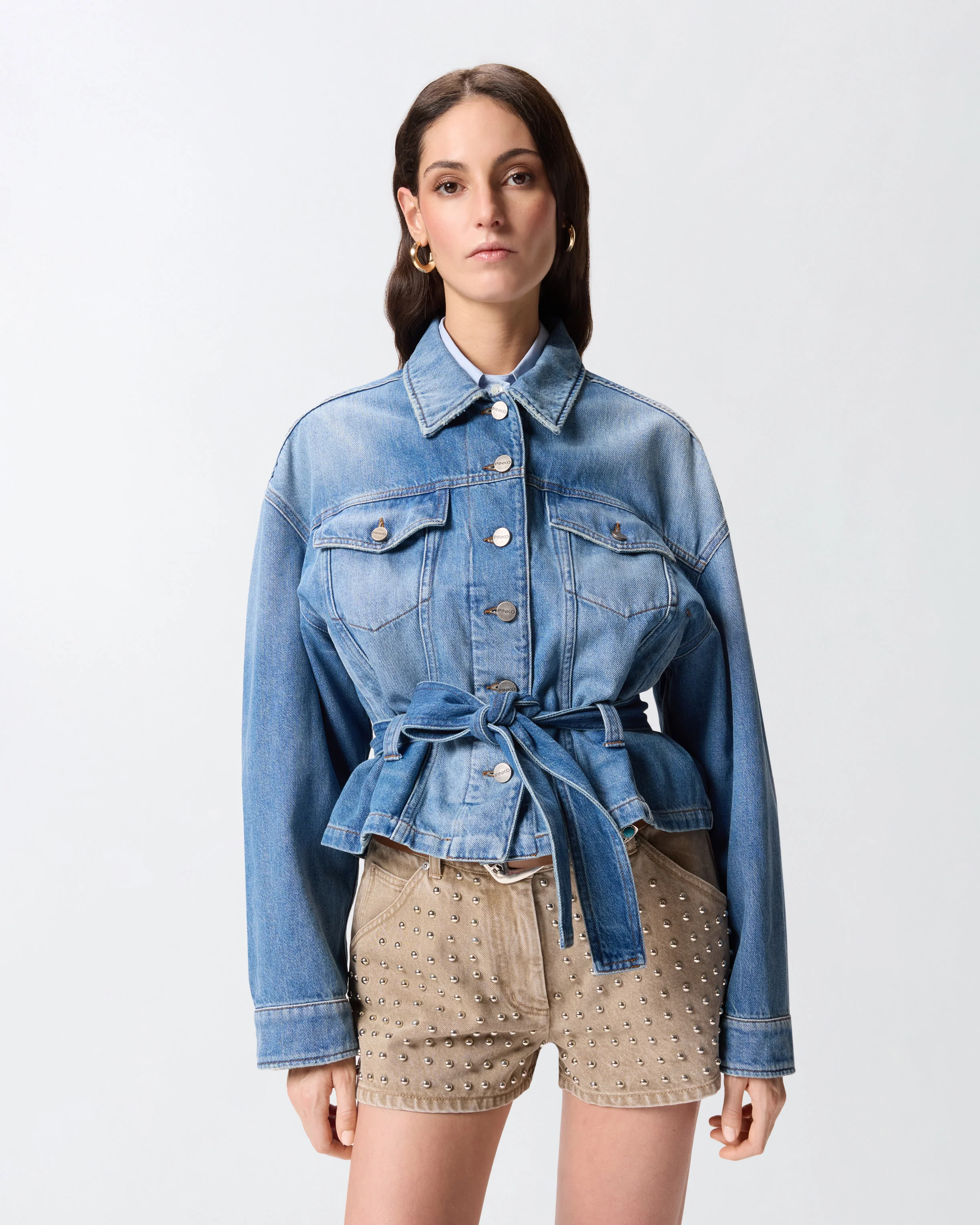 Giubbino in denim con cintura