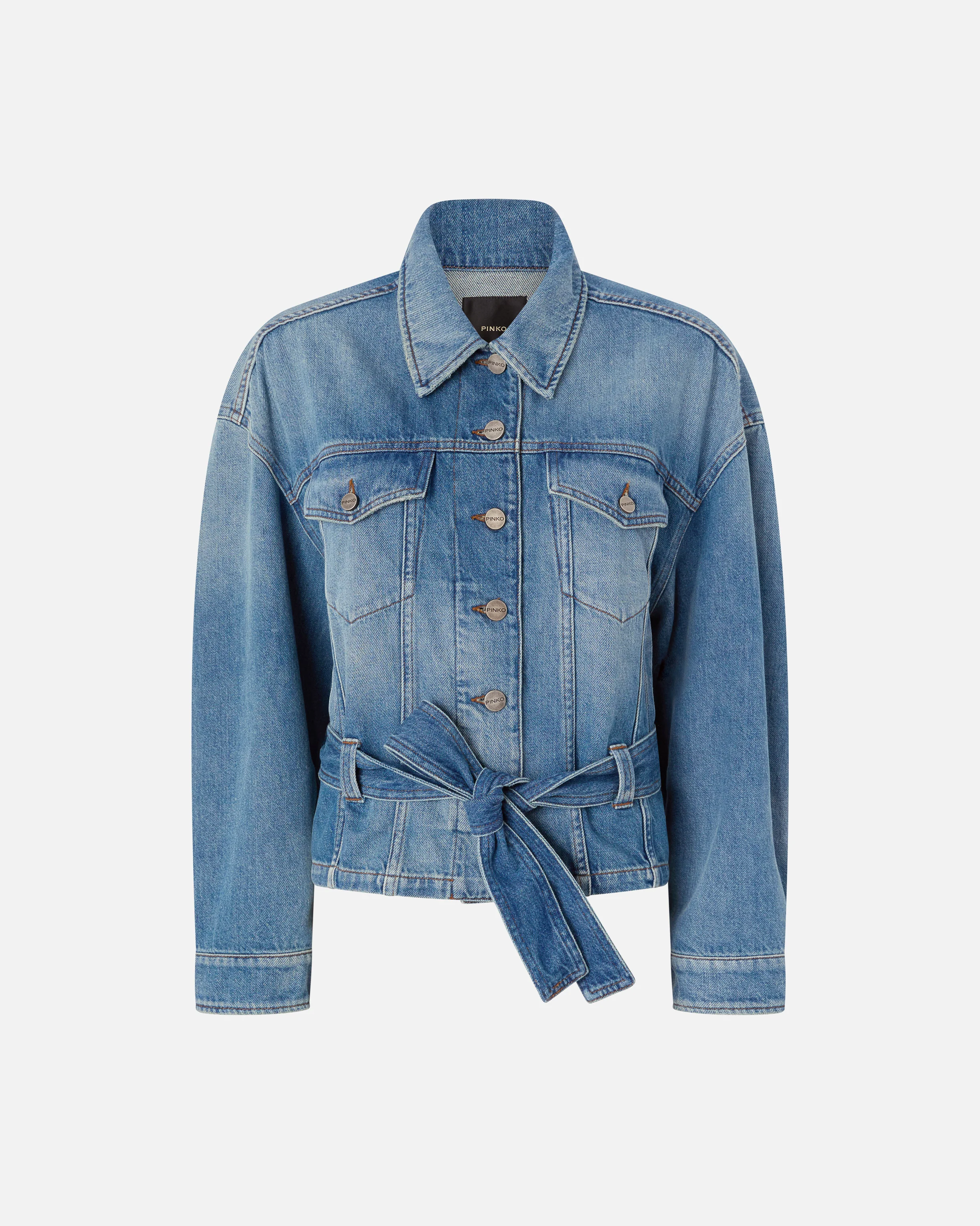 Giubbino in denim con cintura - Image 5