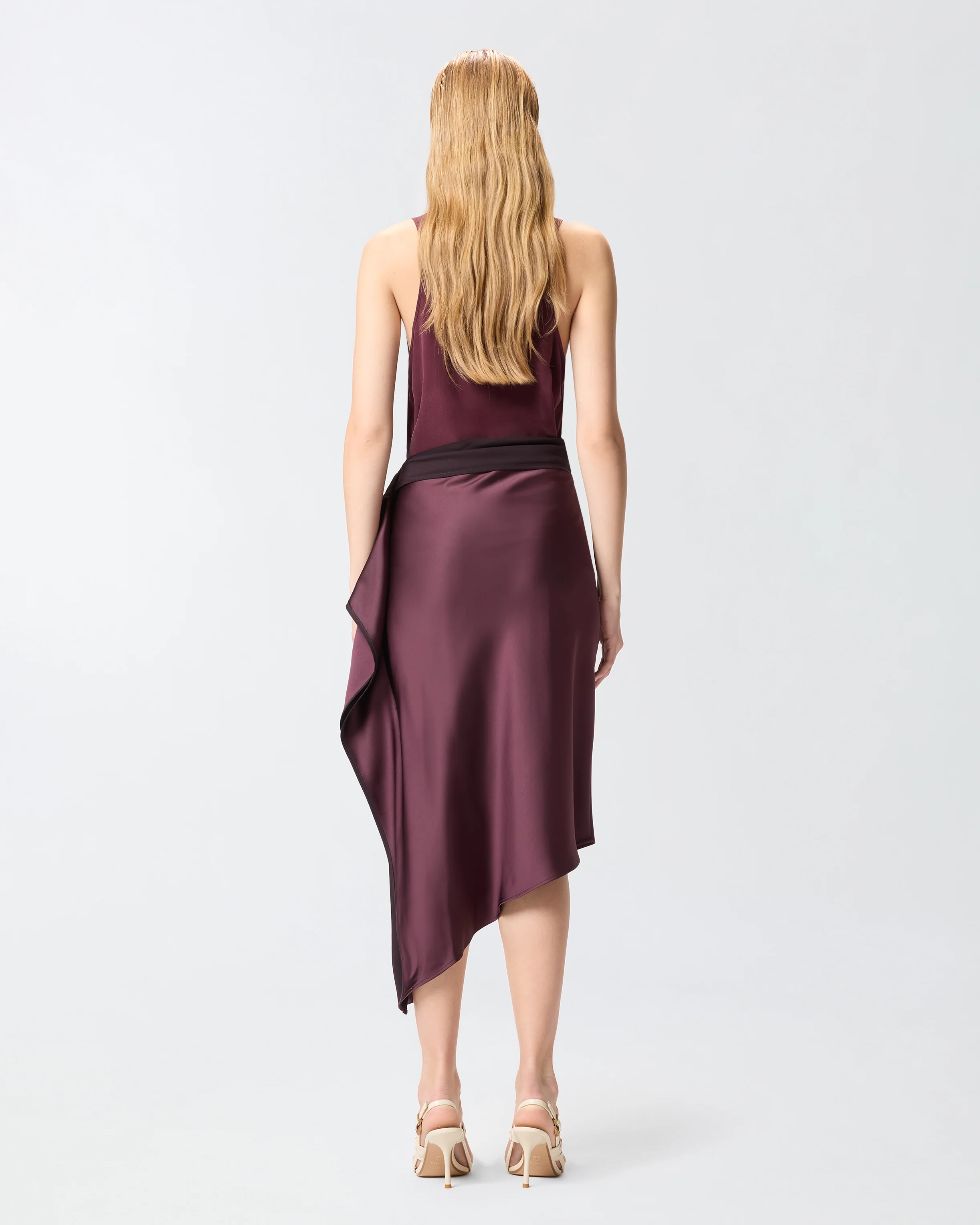 Gonna longuette asimmetrica in satin - Image 3