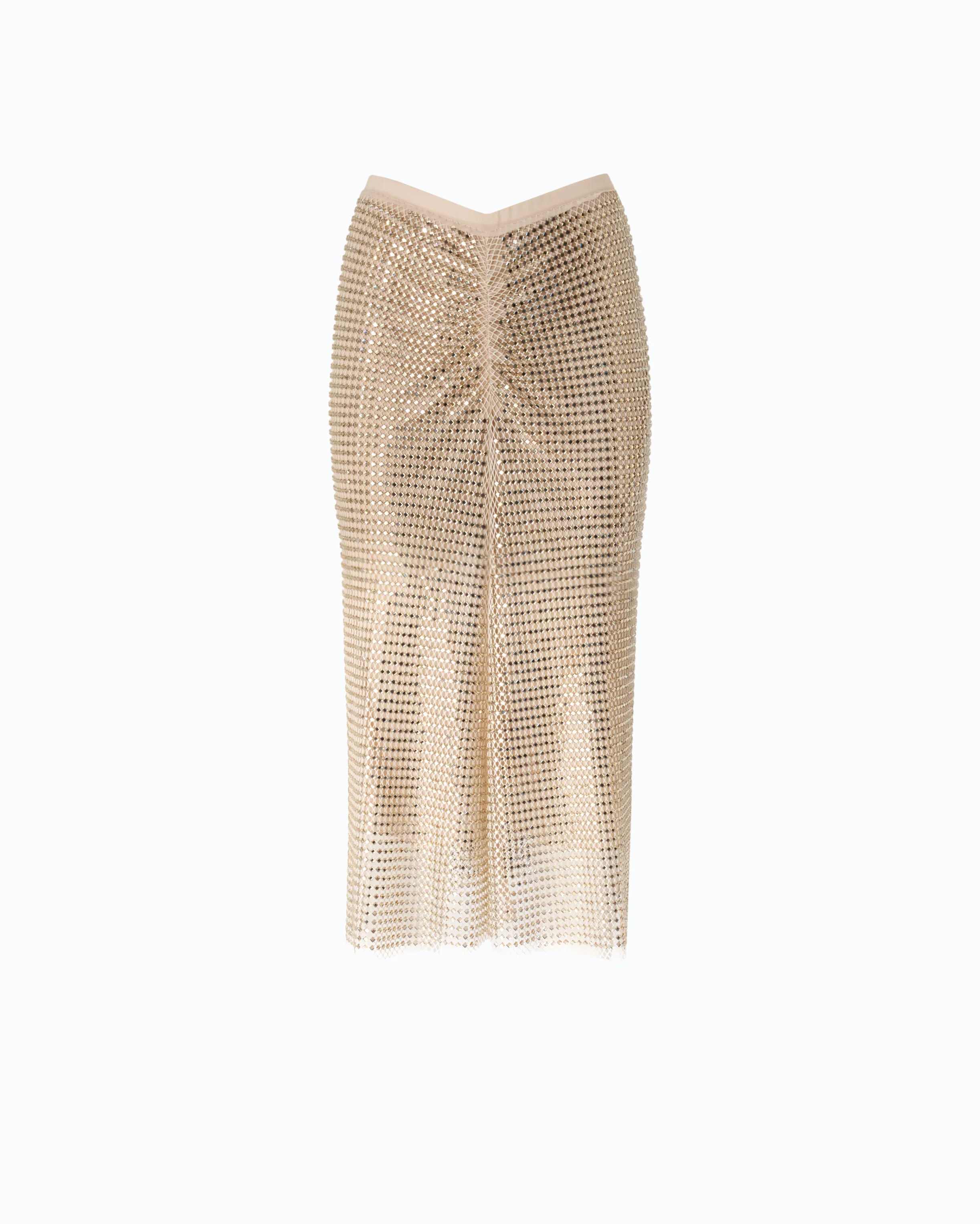 Gonna longuette effetto rete con strass - Image 5