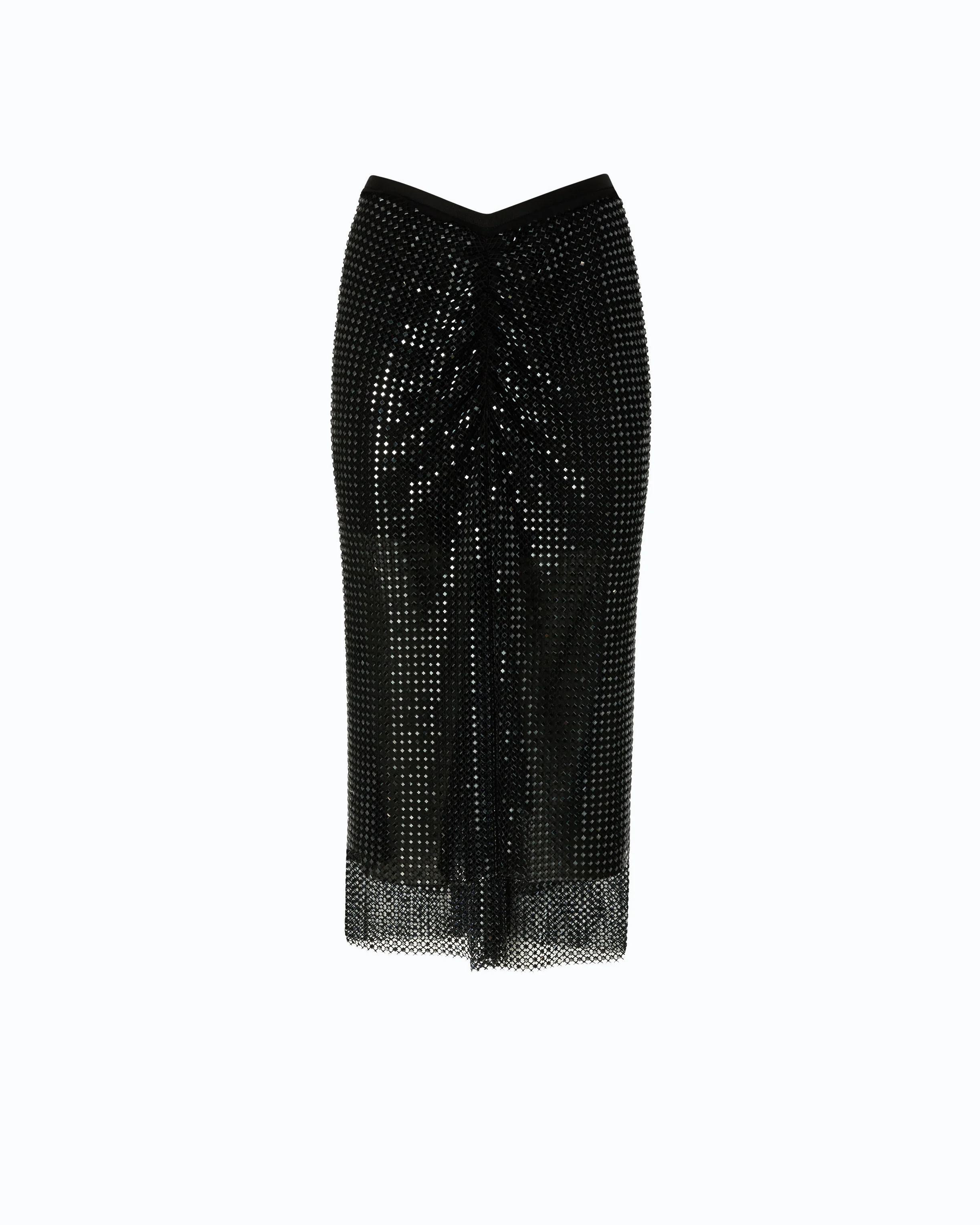 Gonna longuette effetto rete con strass - Image 5