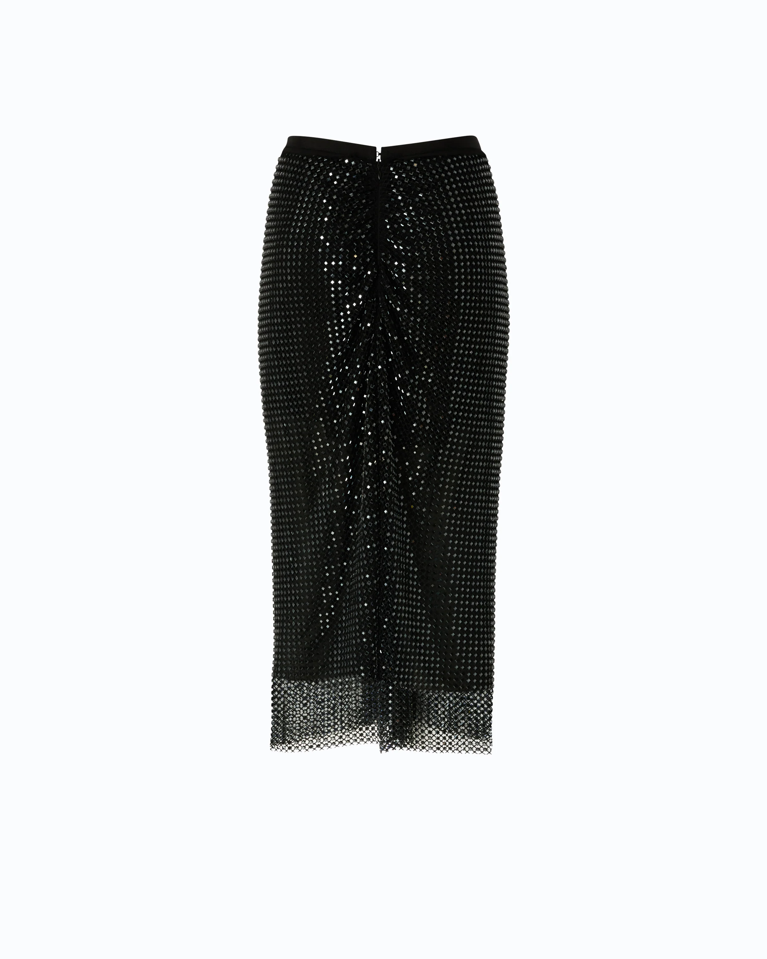 Gonna longuette effetto rete con strass - Image 6