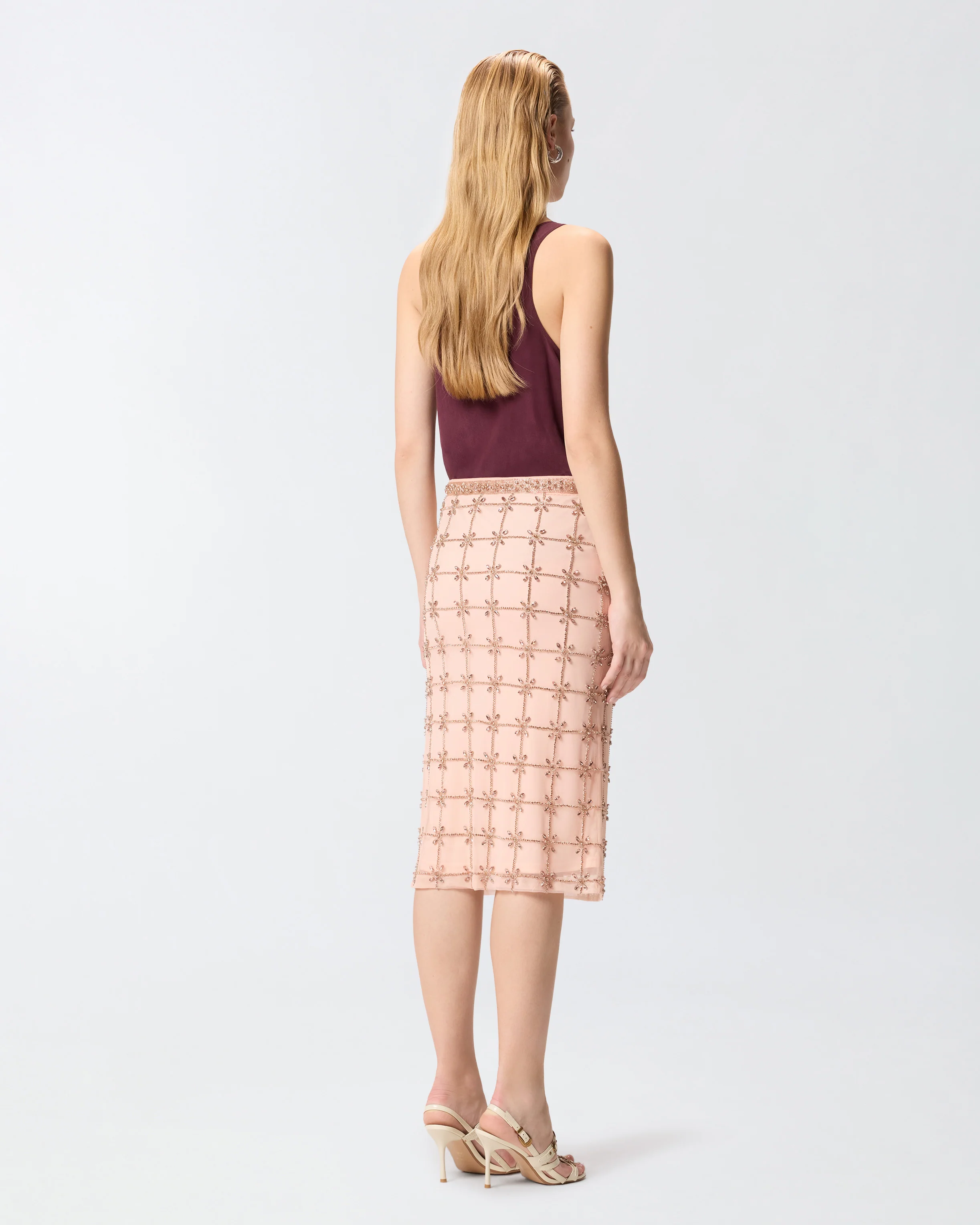 Gonna longuette in tulle con cristalli - Image 3