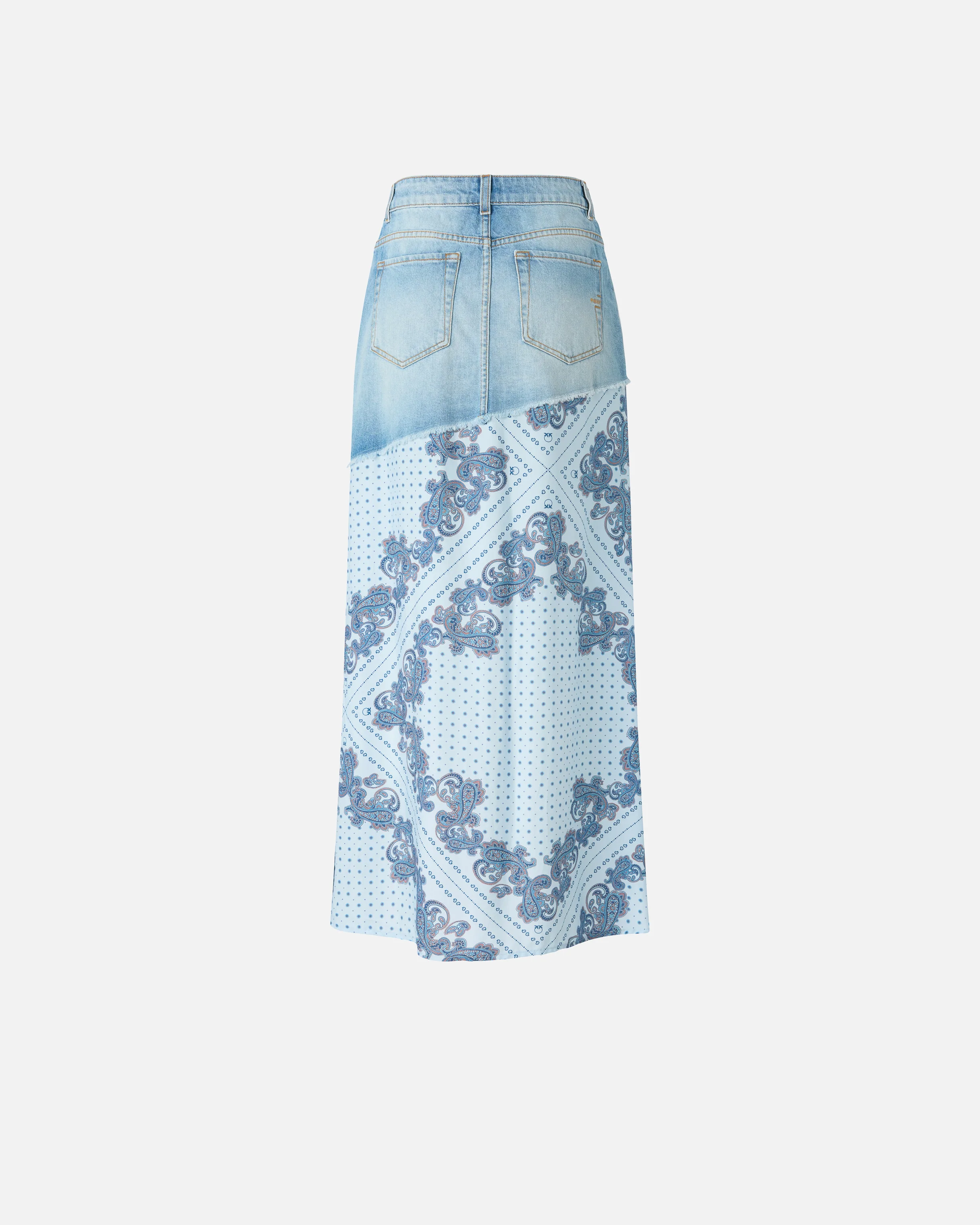 Gonna midi in denim con stampa foulard - Image 6