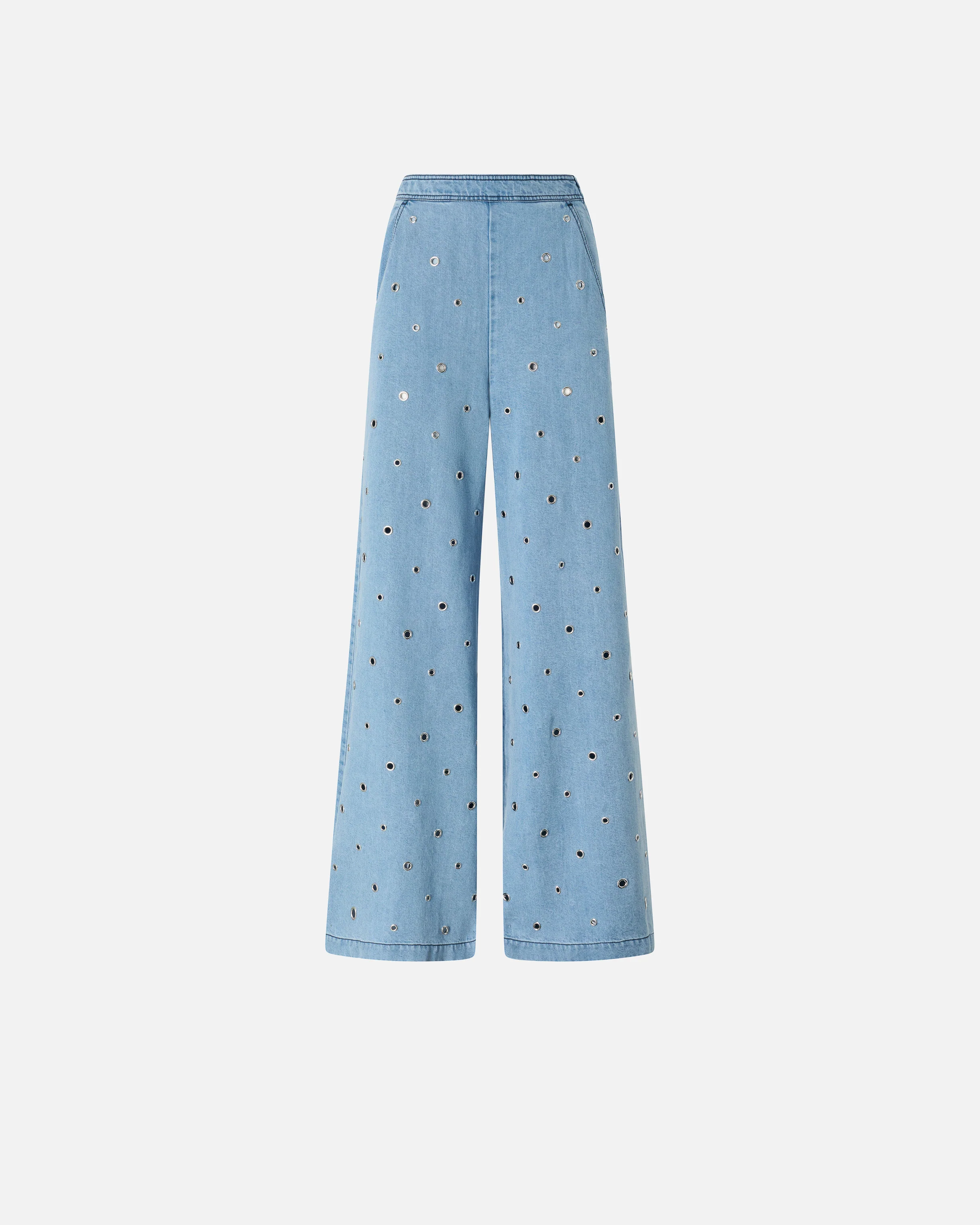 Jeans in denim con occhielli - Image 5