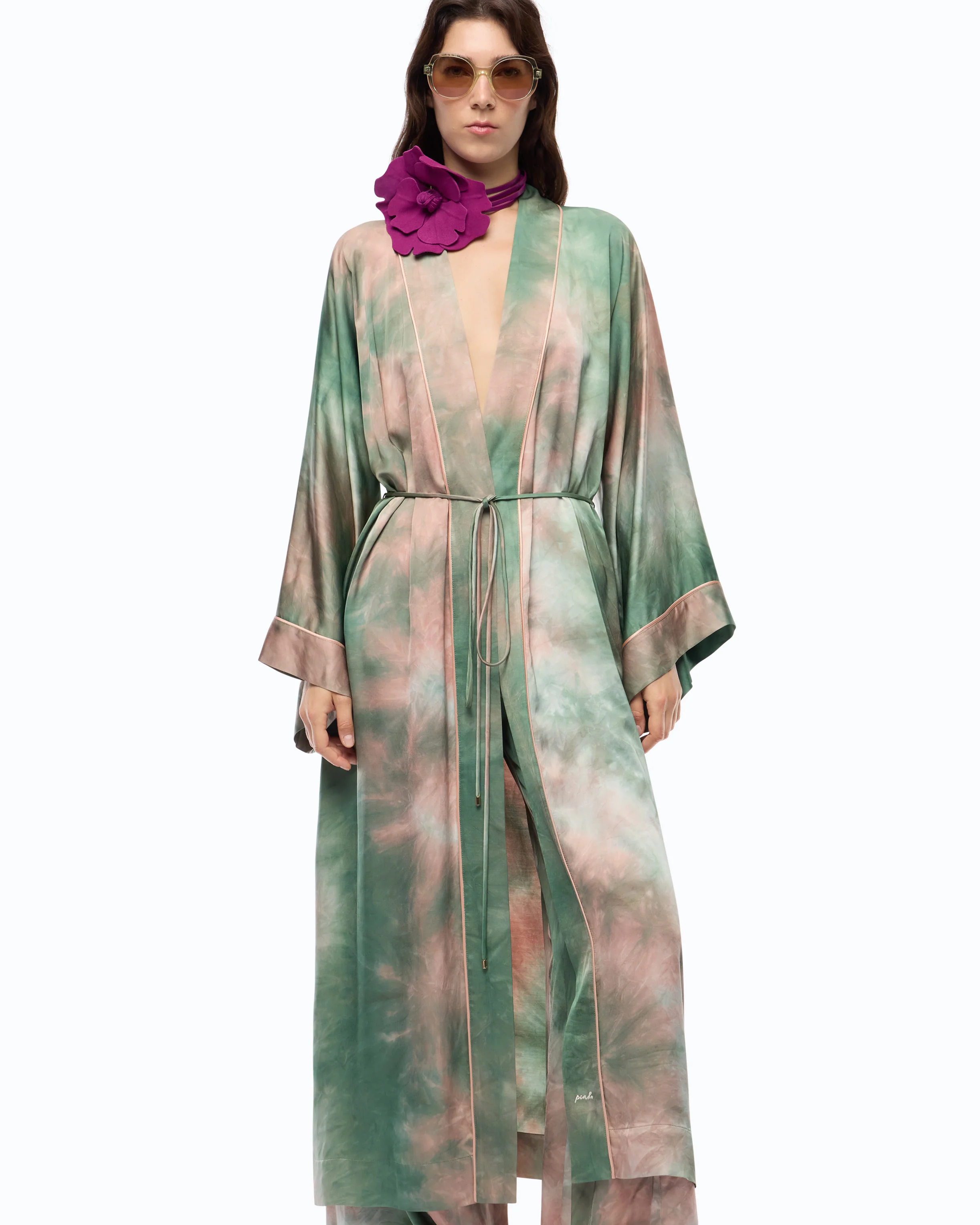 Kimono lungo in satin dal colore sfumato - Image 2