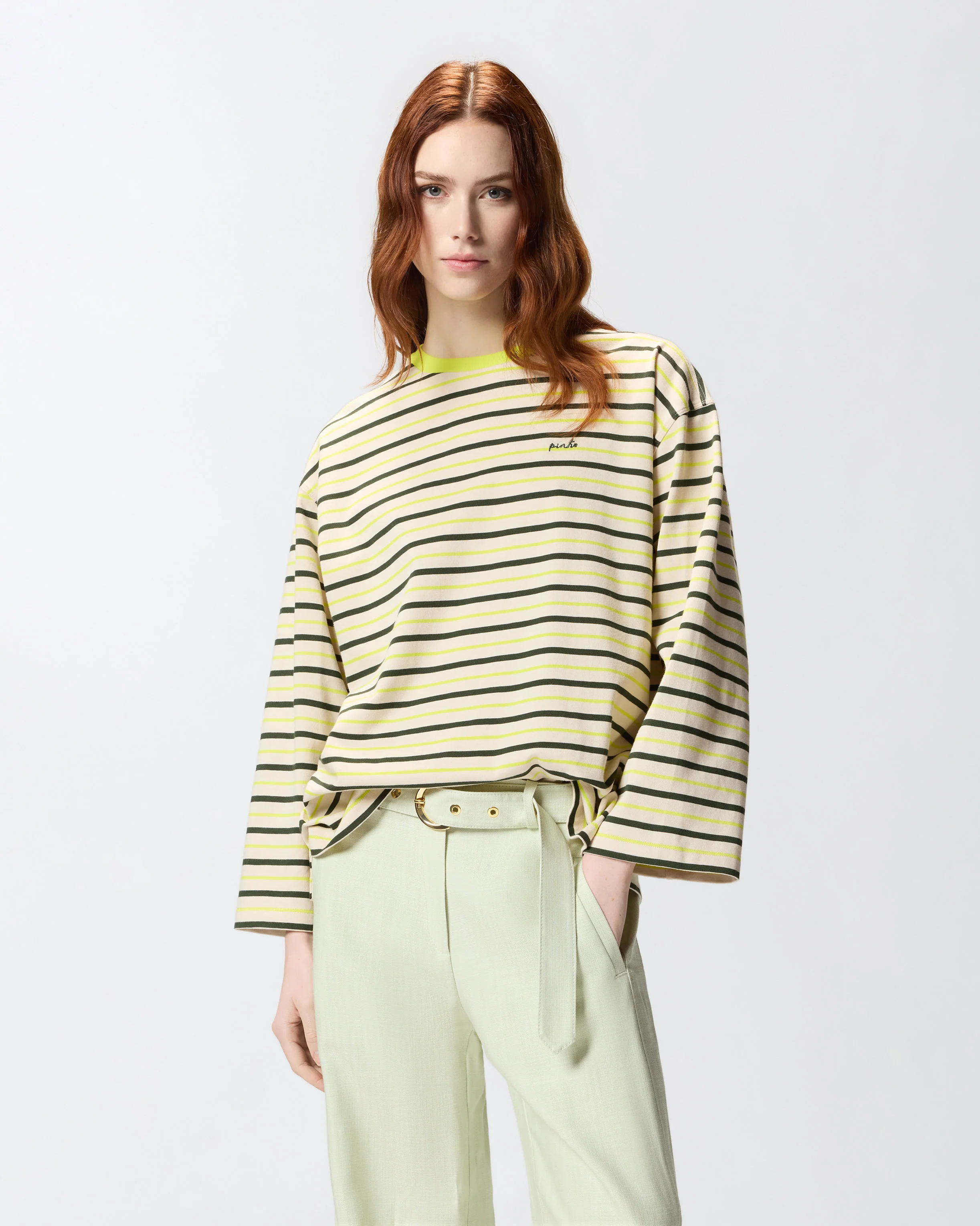 Maglia a righe con ricamo PINKO
