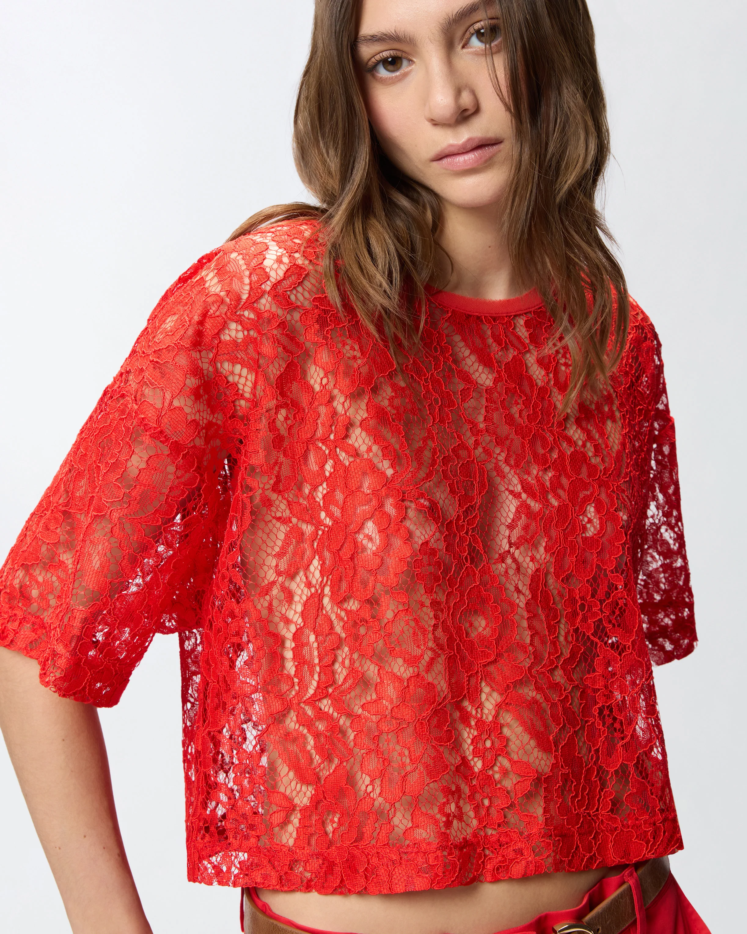 Maglia cropped in pizzo - Image 4