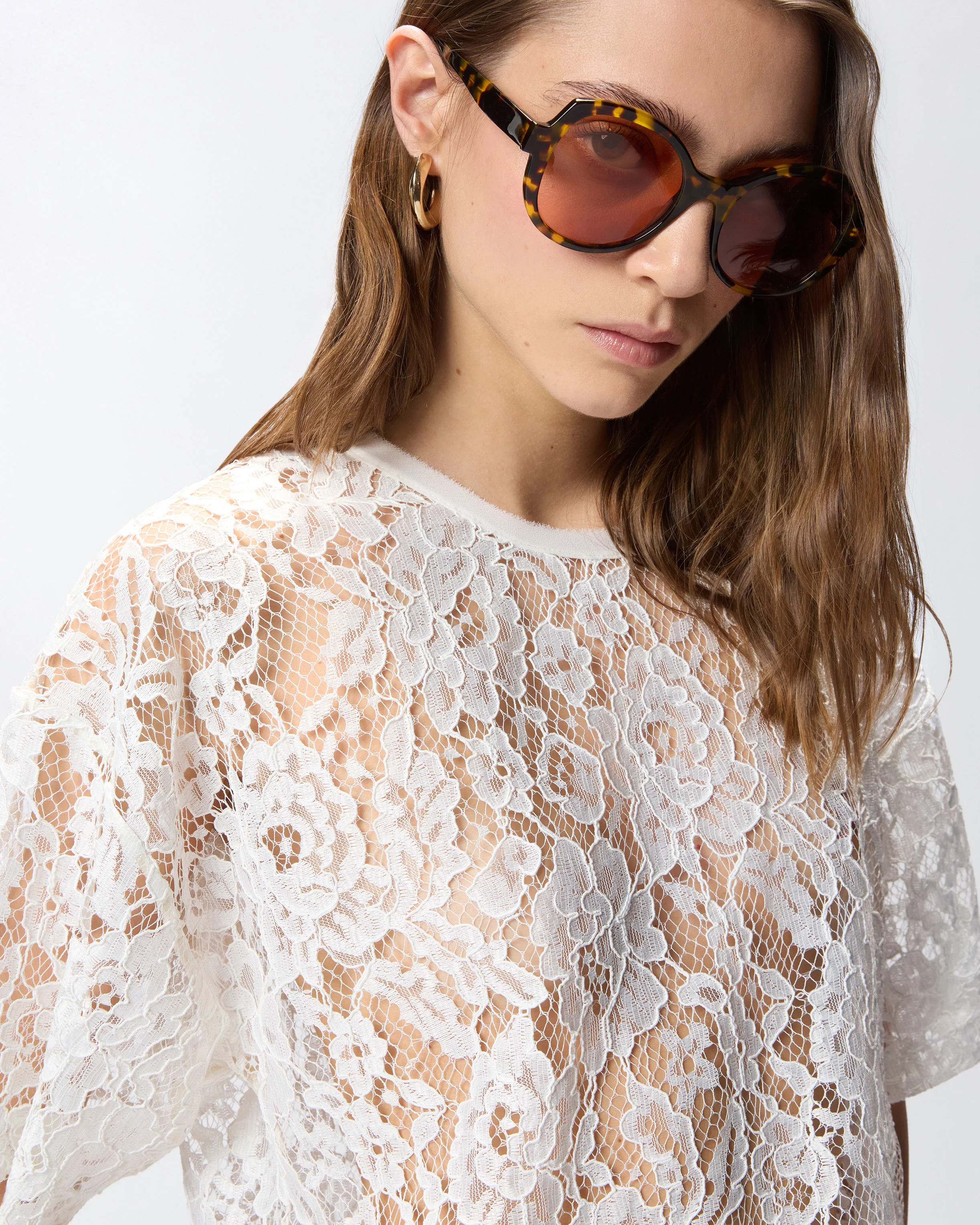 Maglia cropped in pizzo - Image 4