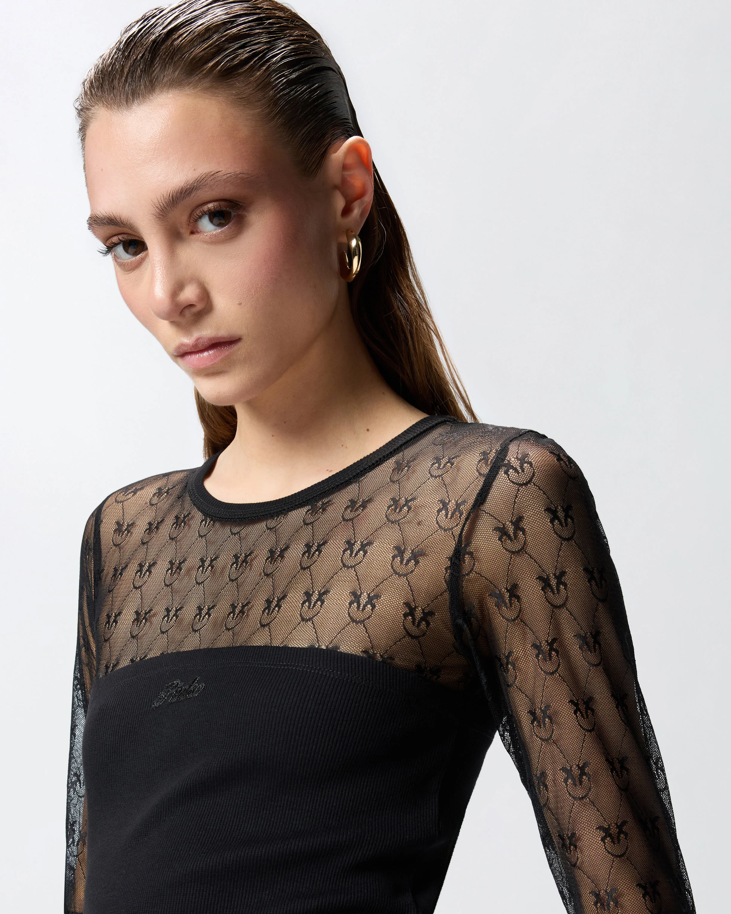 Maglia in jersey con pizzo logo Love Birds - Image 4