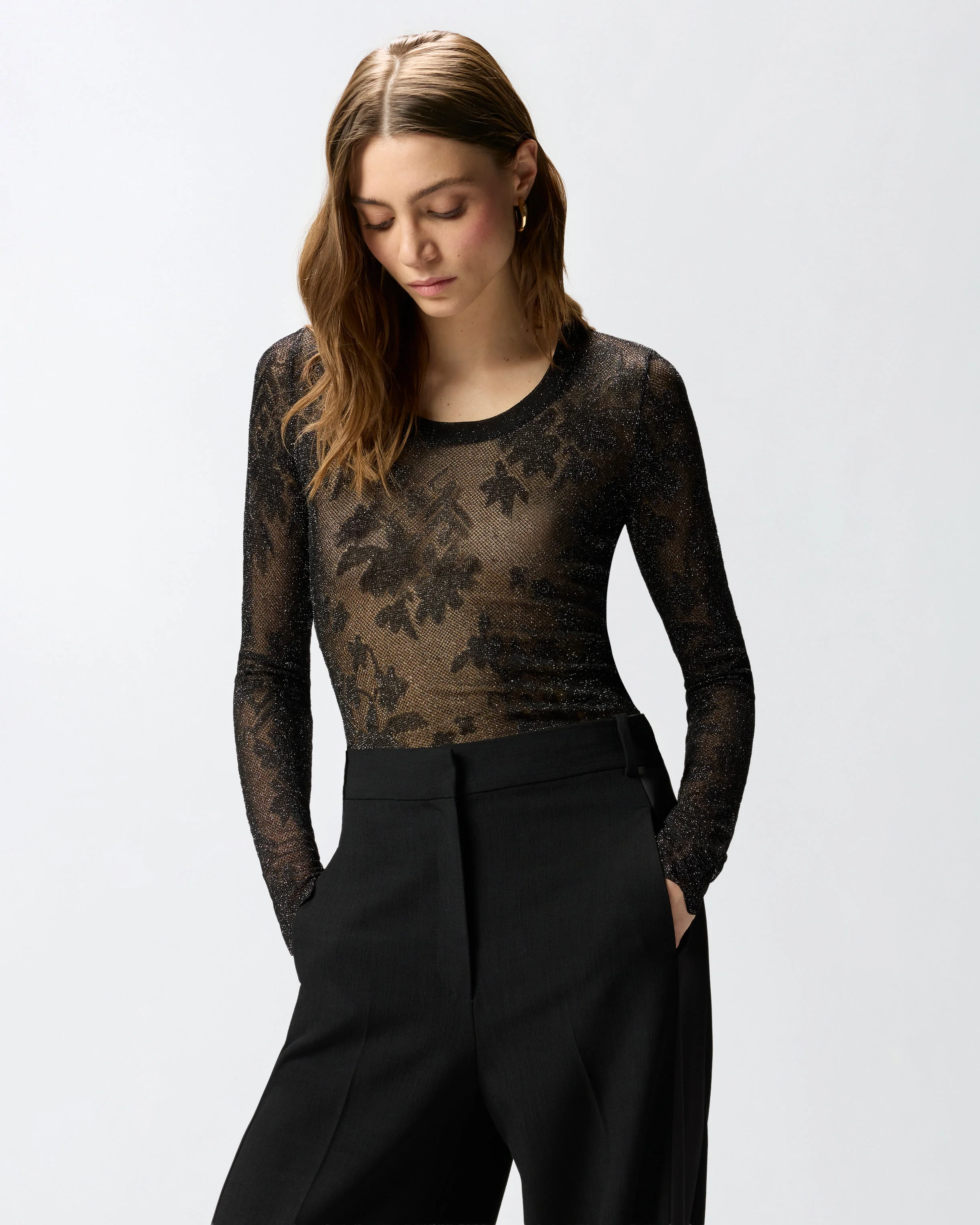 Maglia in pizzo floreale