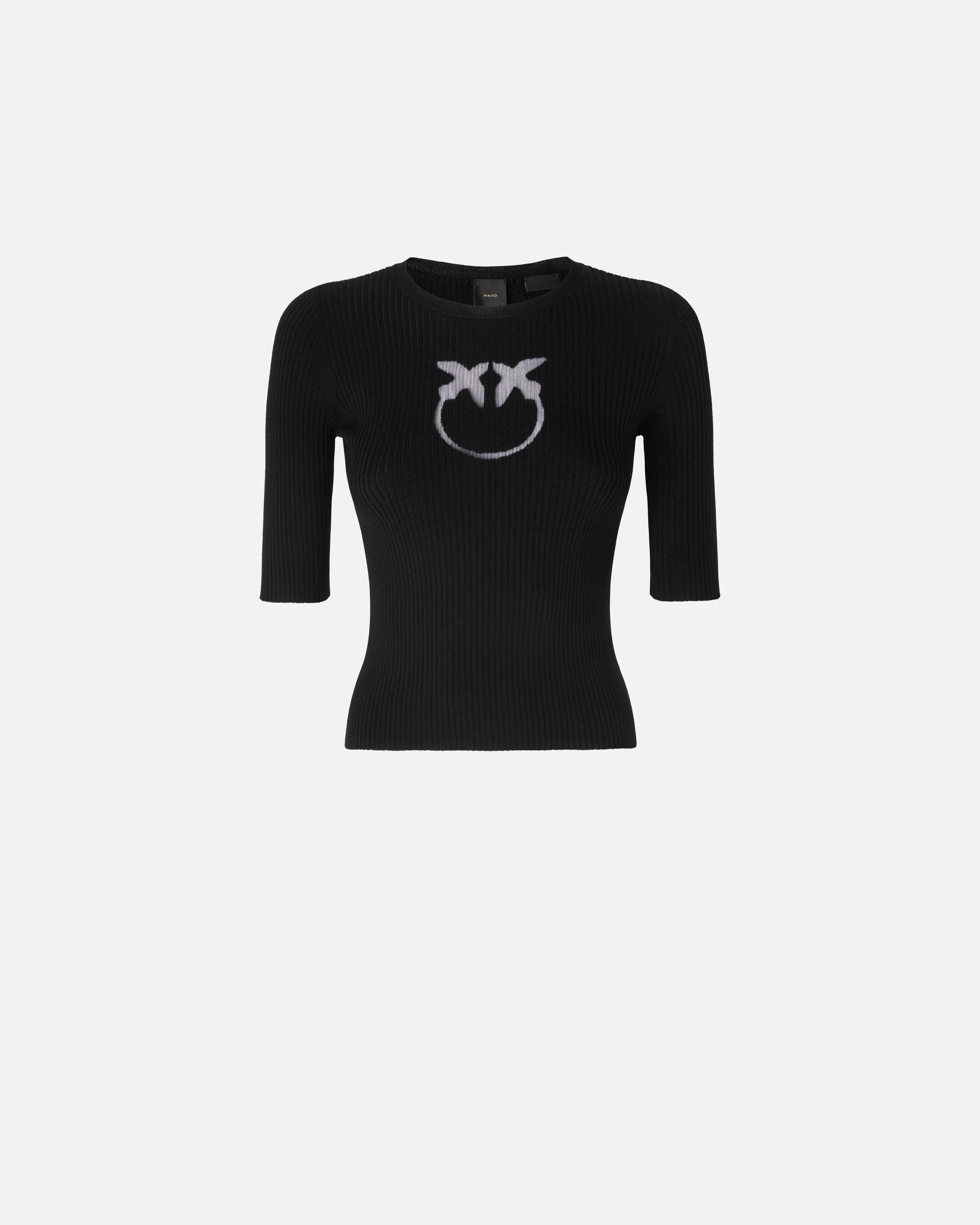 Maglia mezze maniche con logo in lana