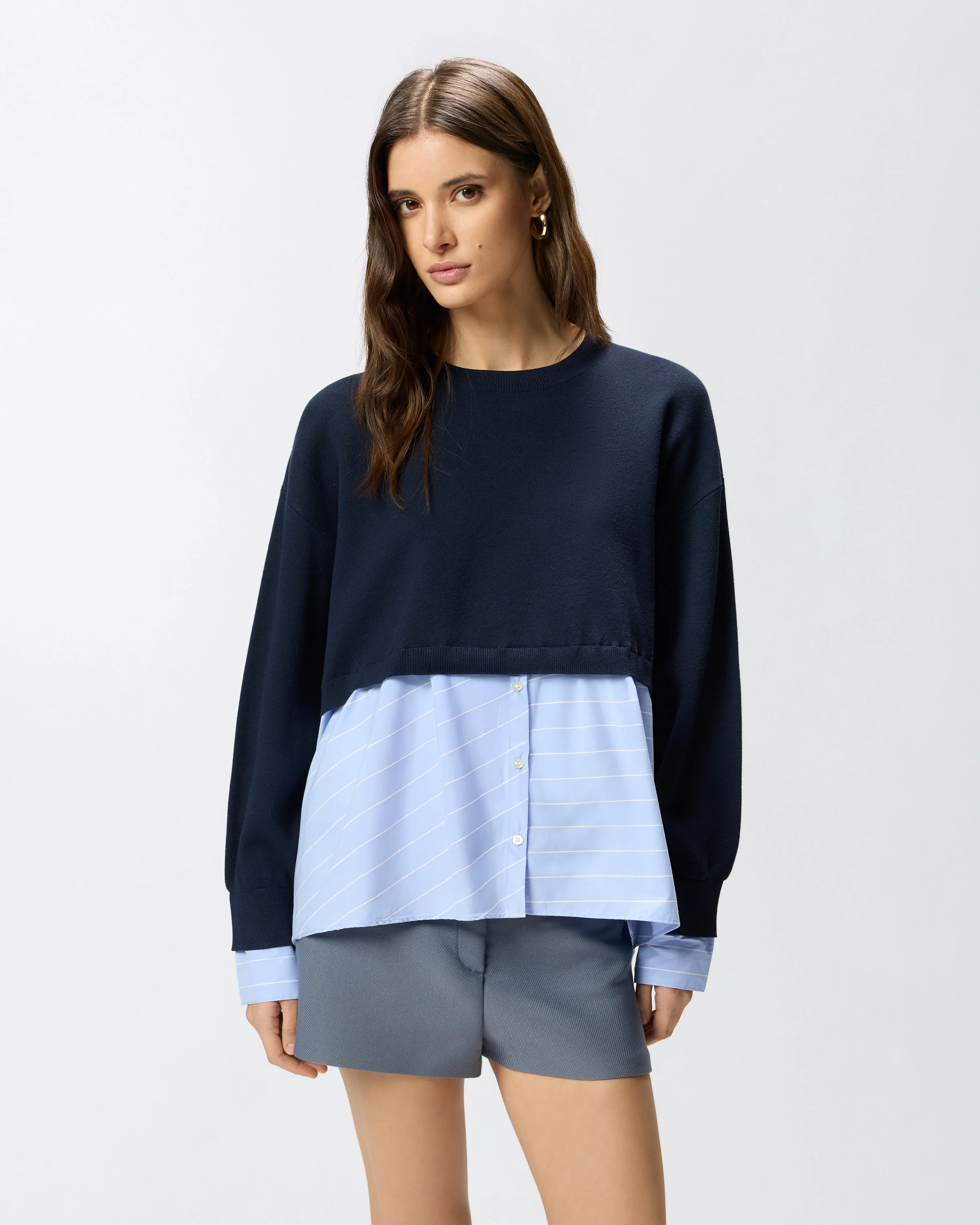 Maglione con inserto a camicia