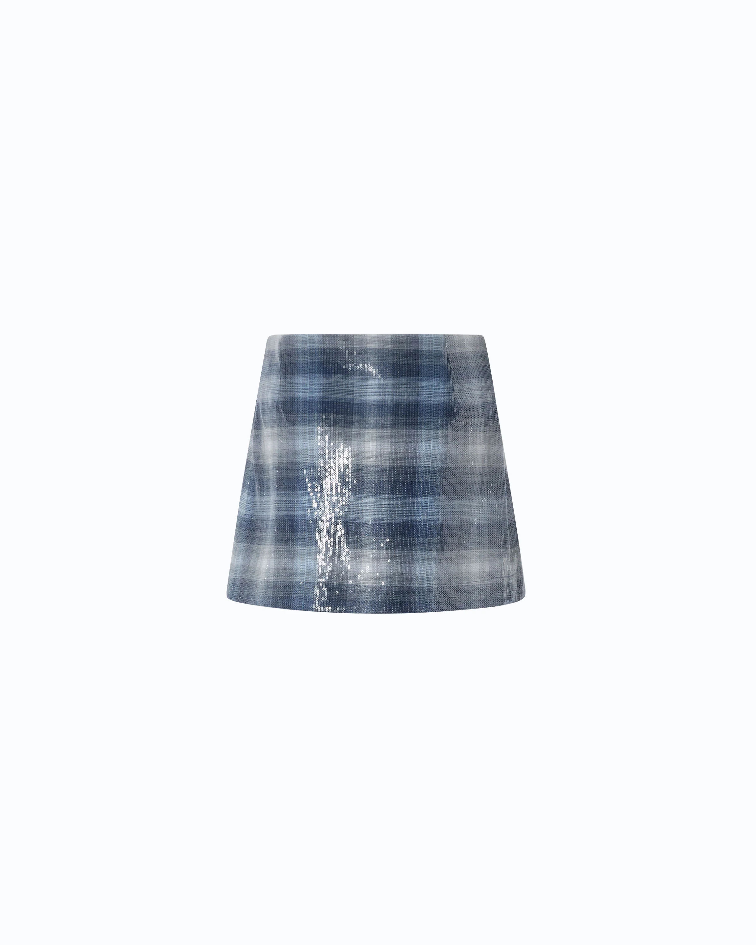 Minigonna con motivo check e paillettes - Image 6