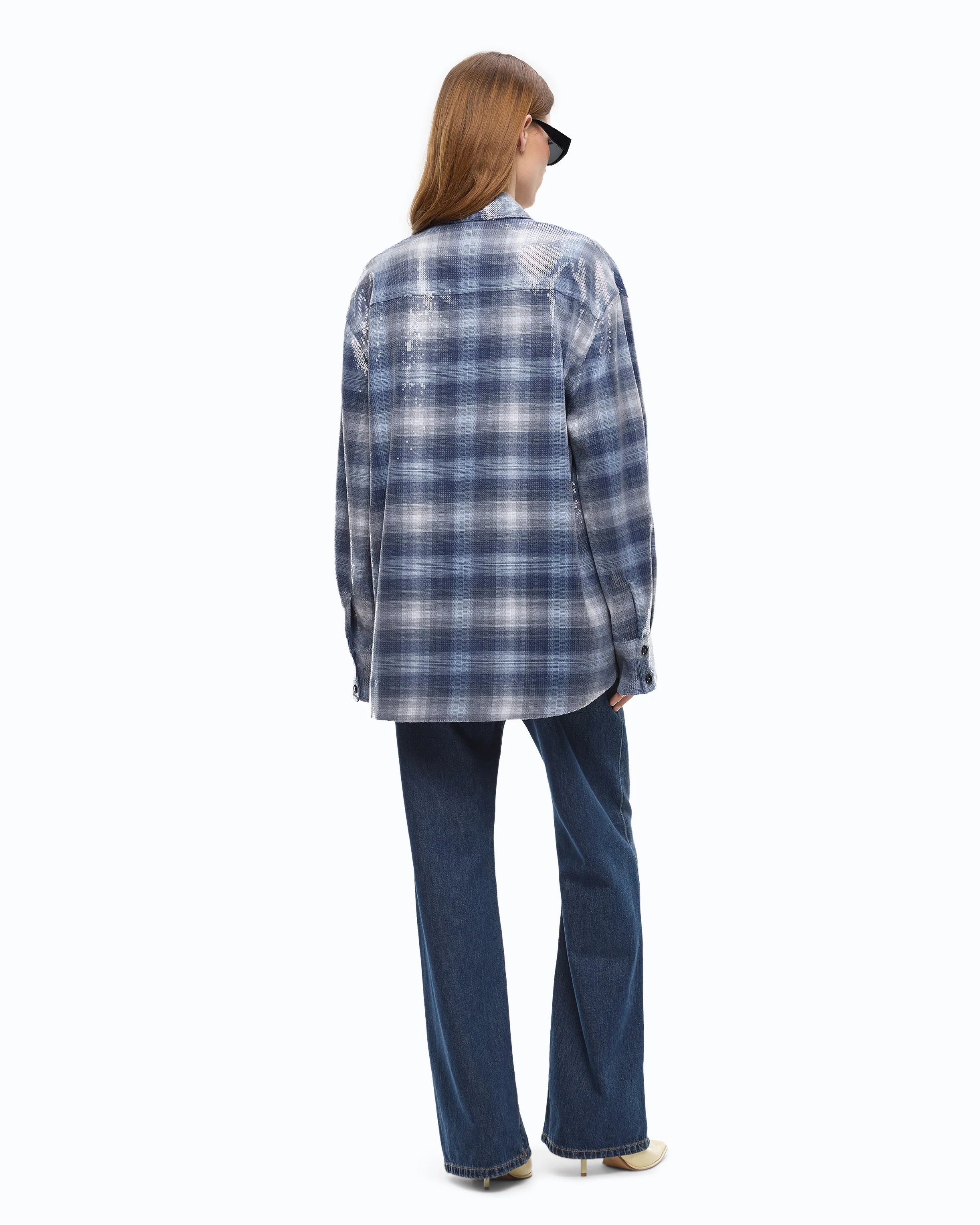Overshirt con motivo check e paillettes - Image 4