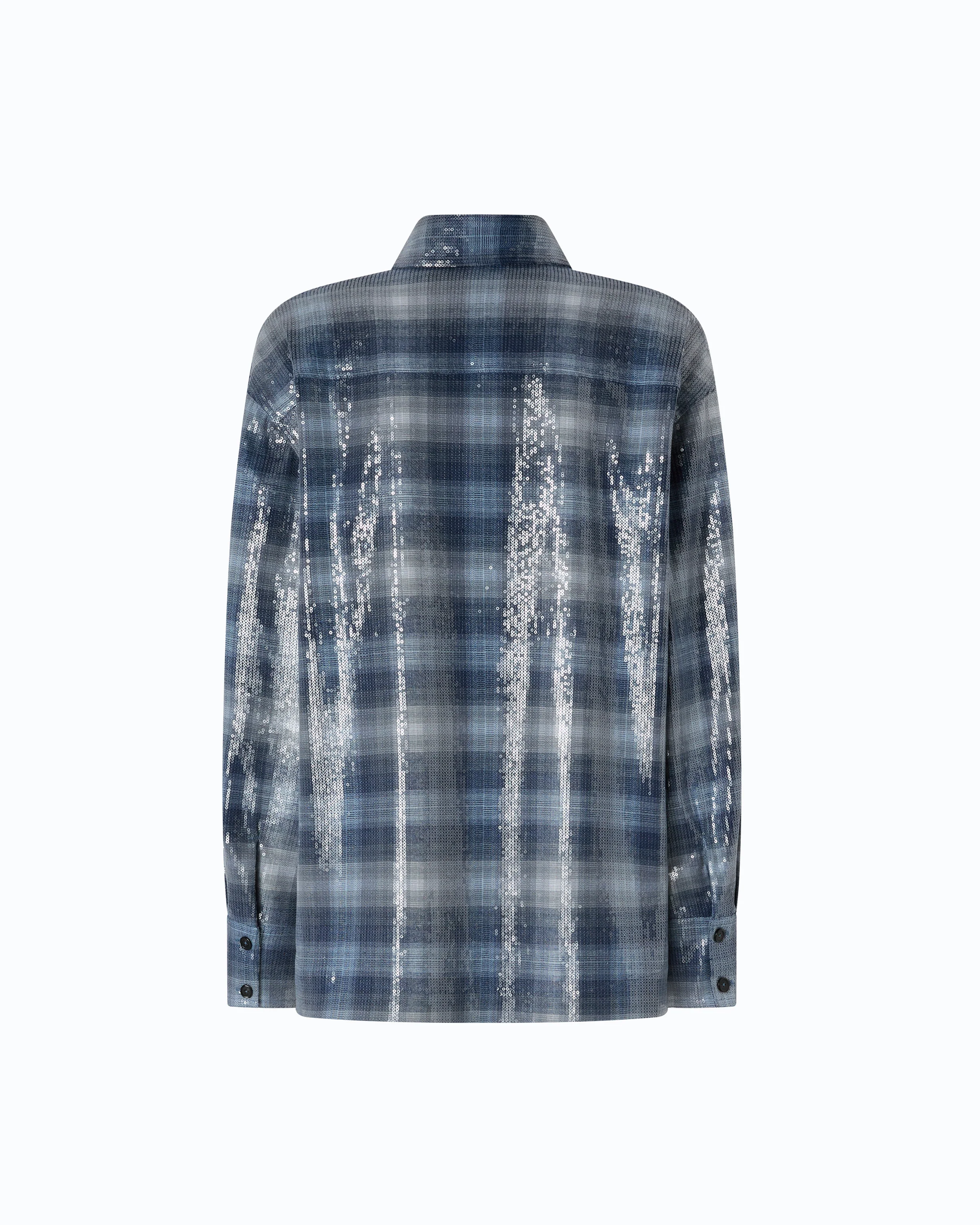 Overshirt con motivo check e paillettes - Image 6