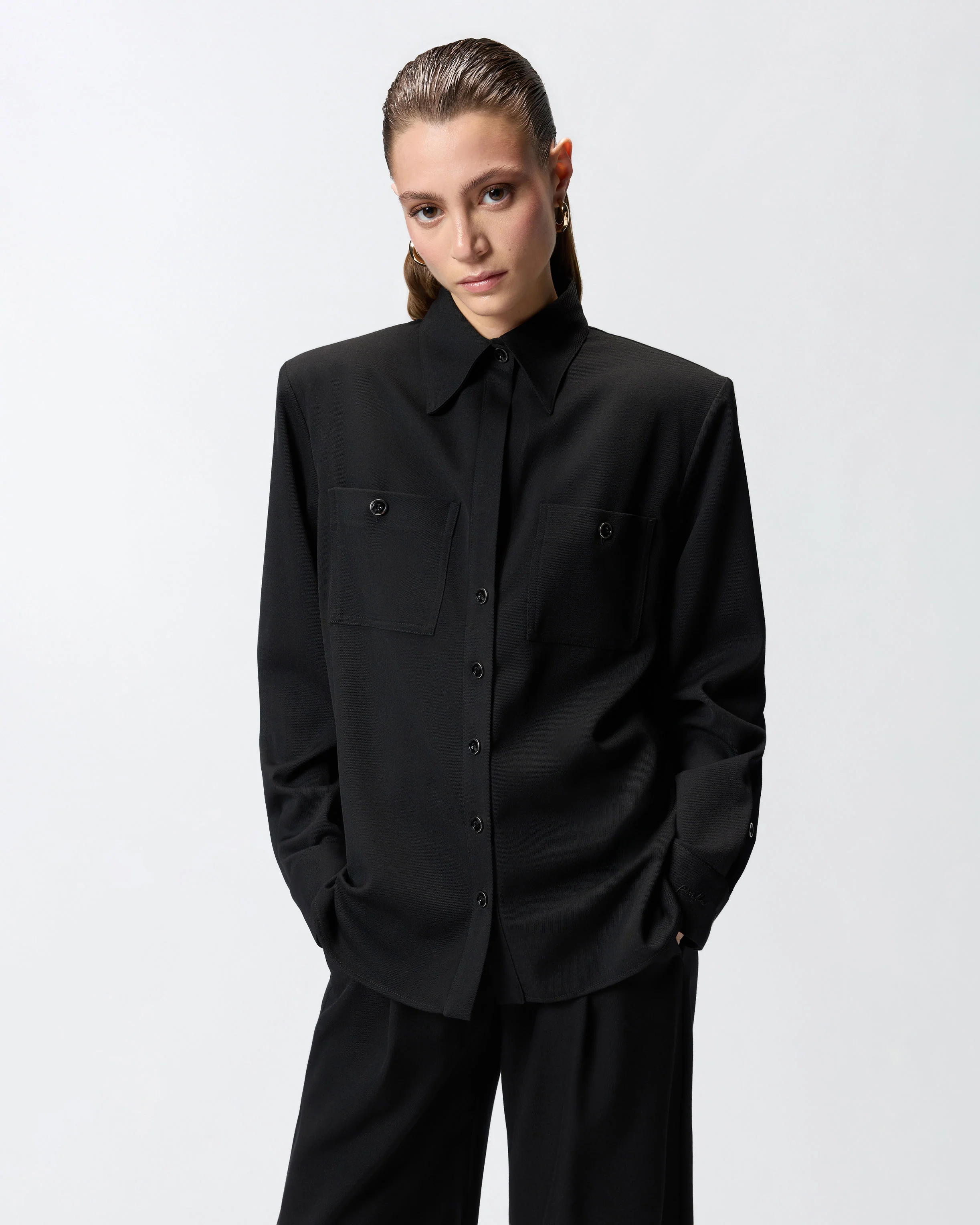 Overshirt stretch con taschini