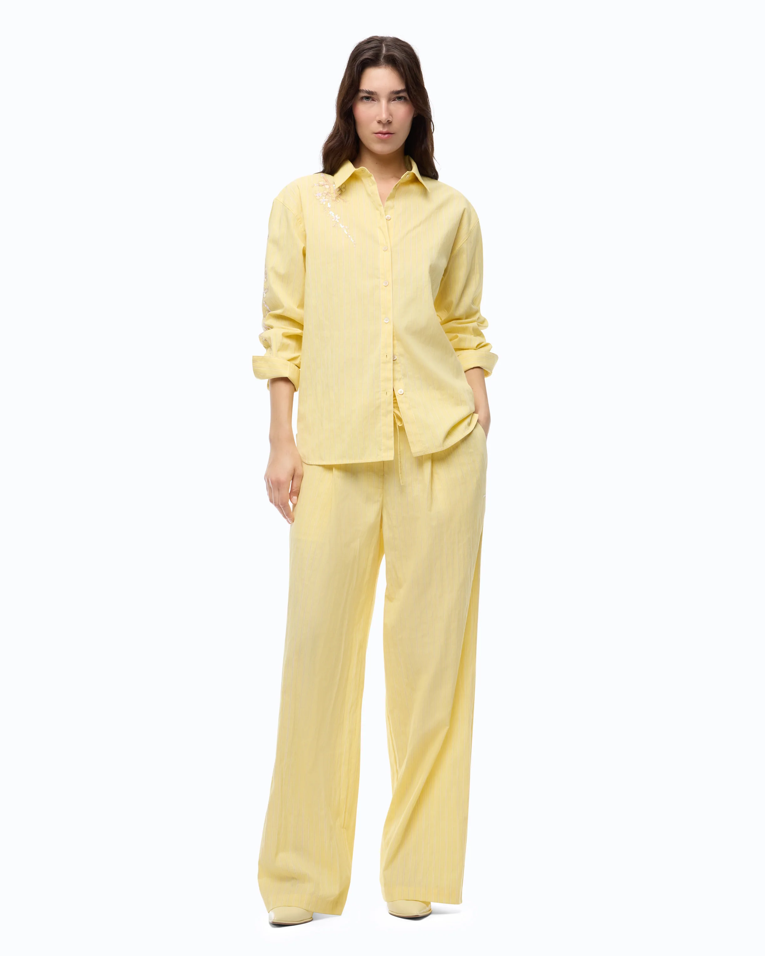 Pantalone a righe con coulisse in vita