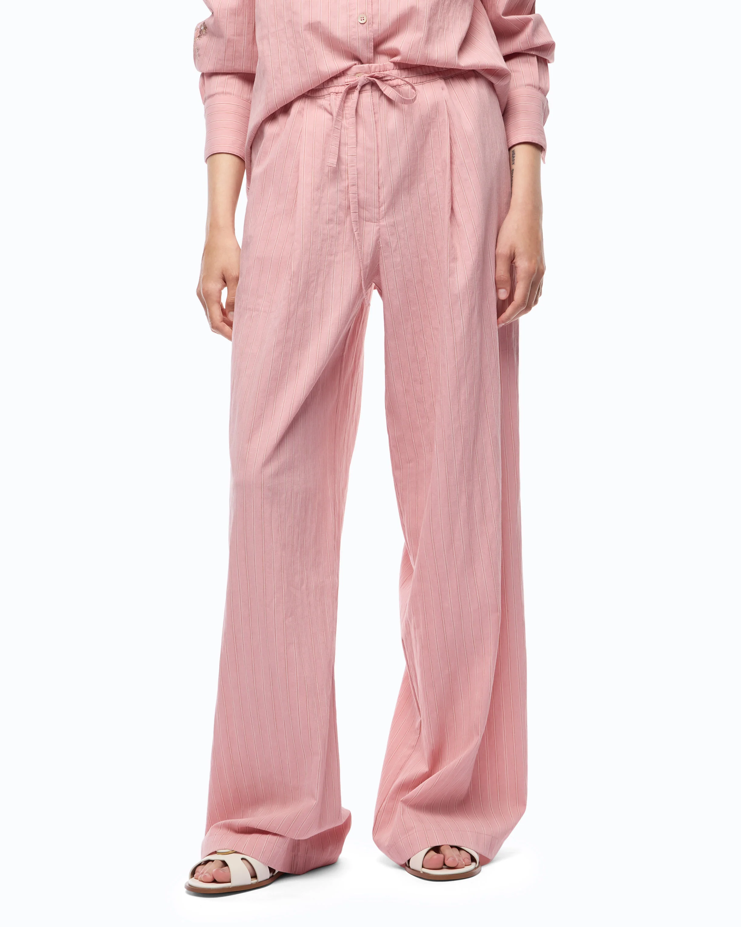 Pantalone a righe con coulisse in vita - Image 2