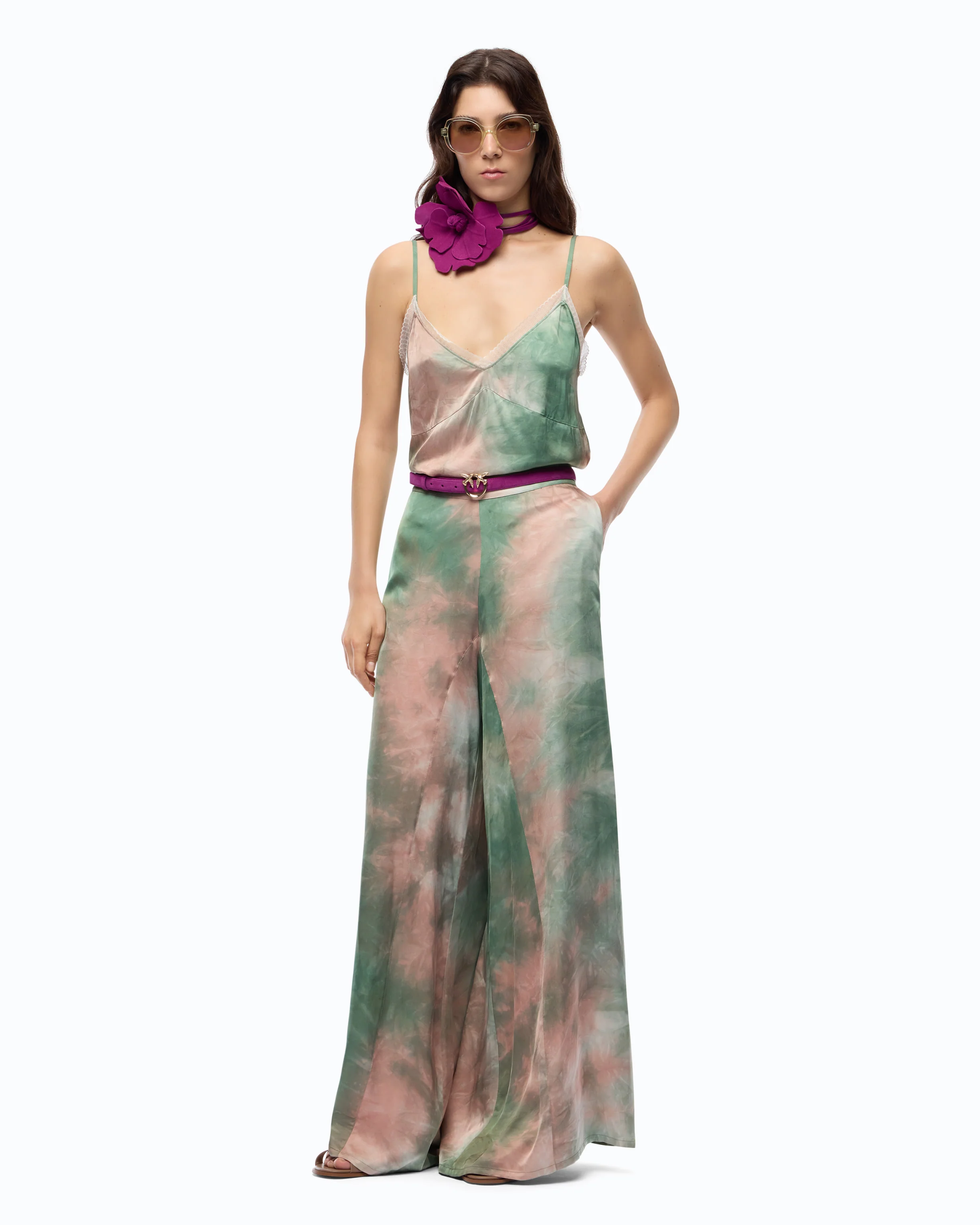 Pantalone in satin dal colore sfumato