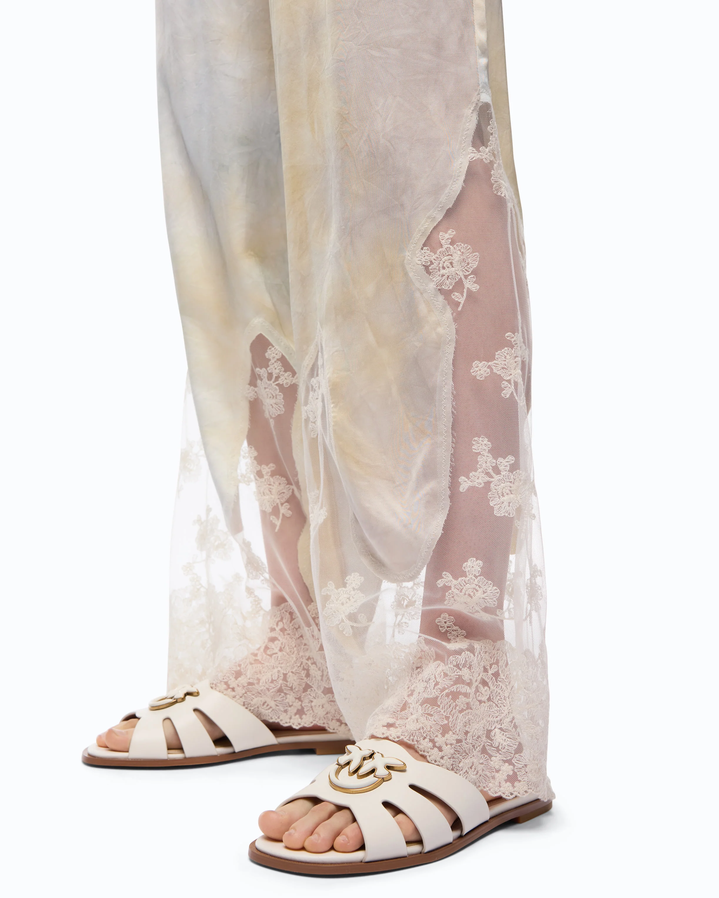 Pantalone in satin maltinto con pizzo - Image 3