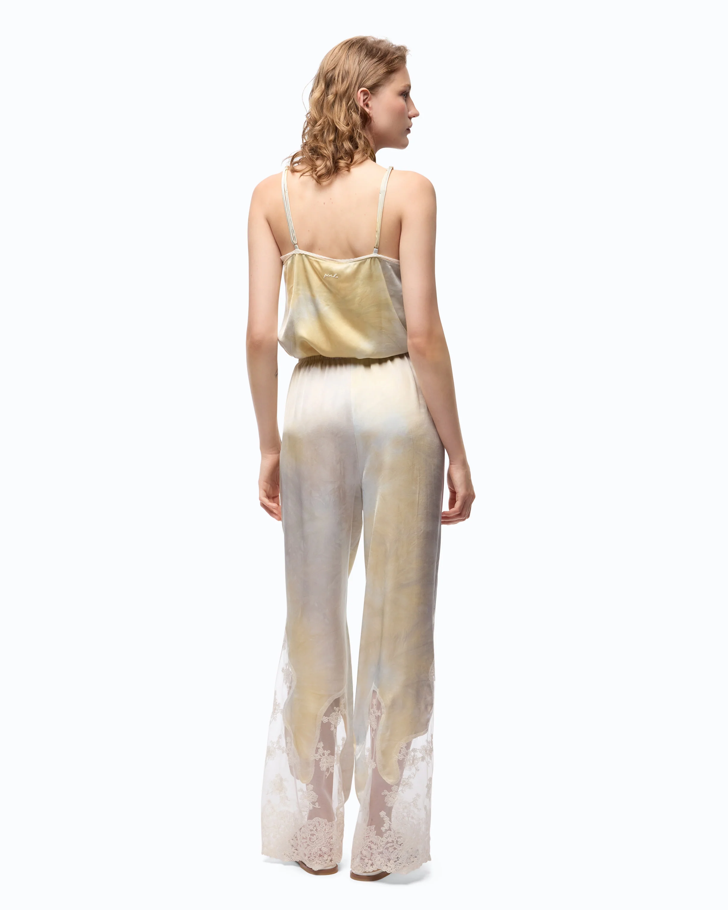 Pantalone in satin maltinto con pizzo - Image 4