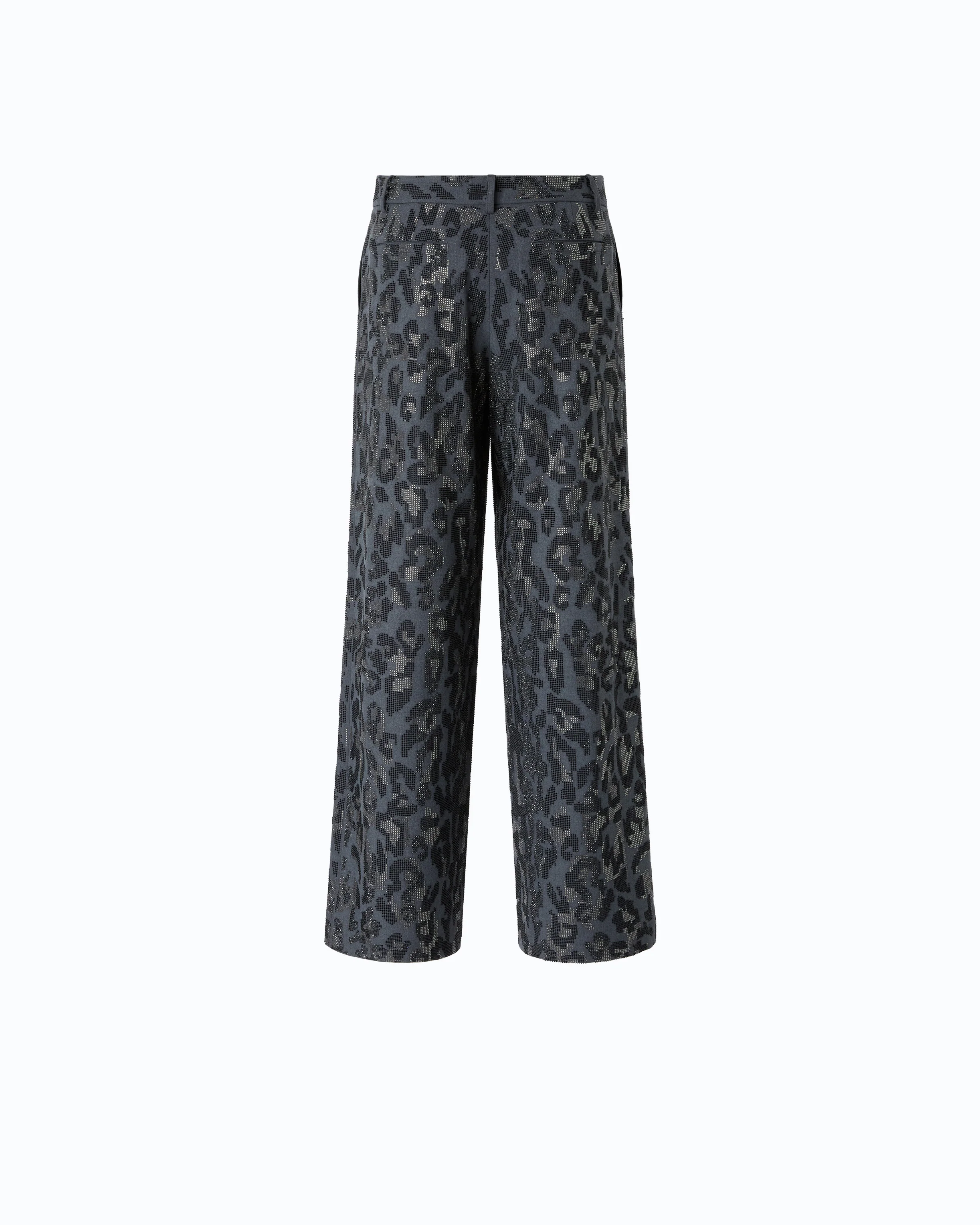 Pantalone wide leg con fantasia maculata e microstrass - Image 6