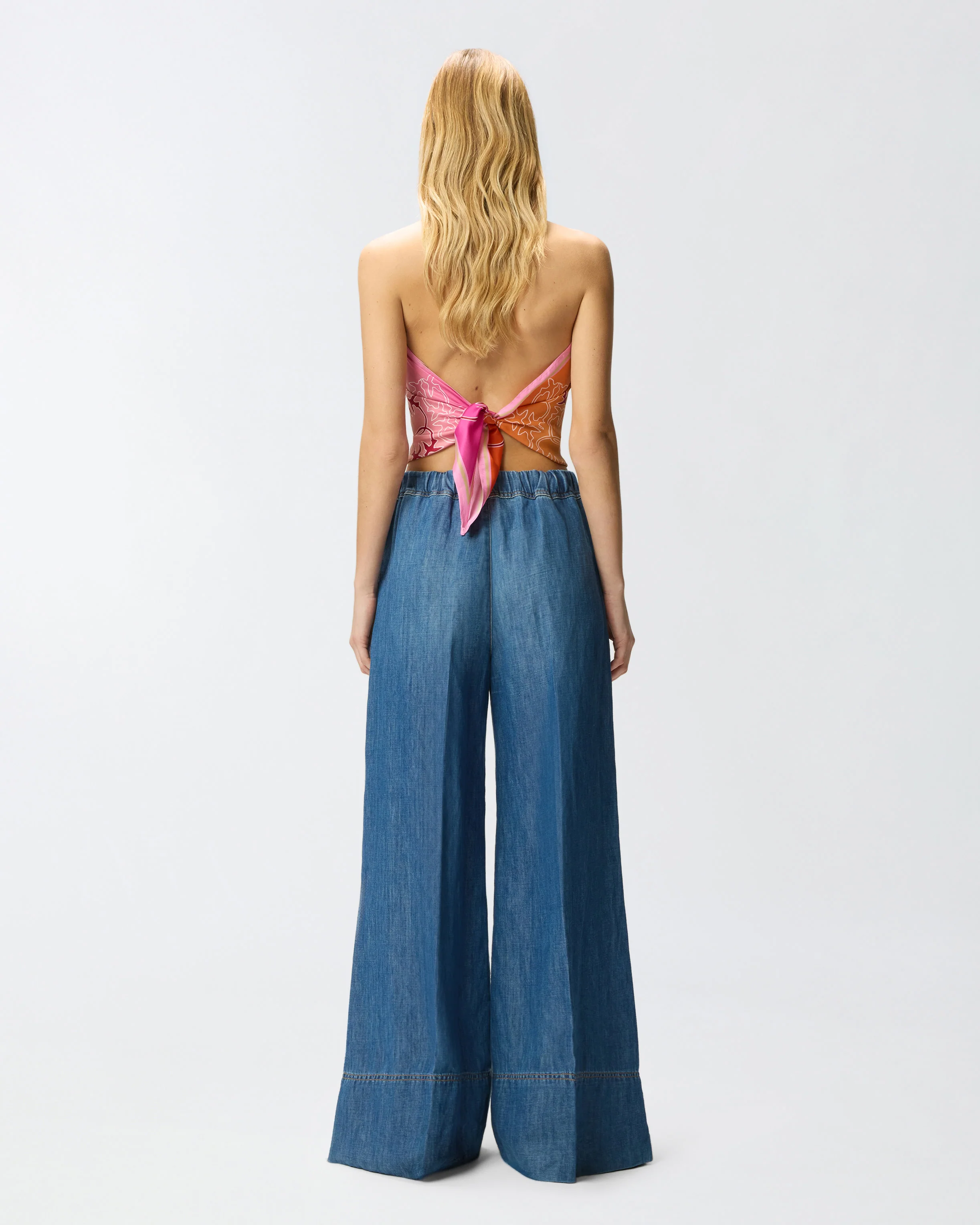 Pantaloni ampi in denim di misto lino - Image 3