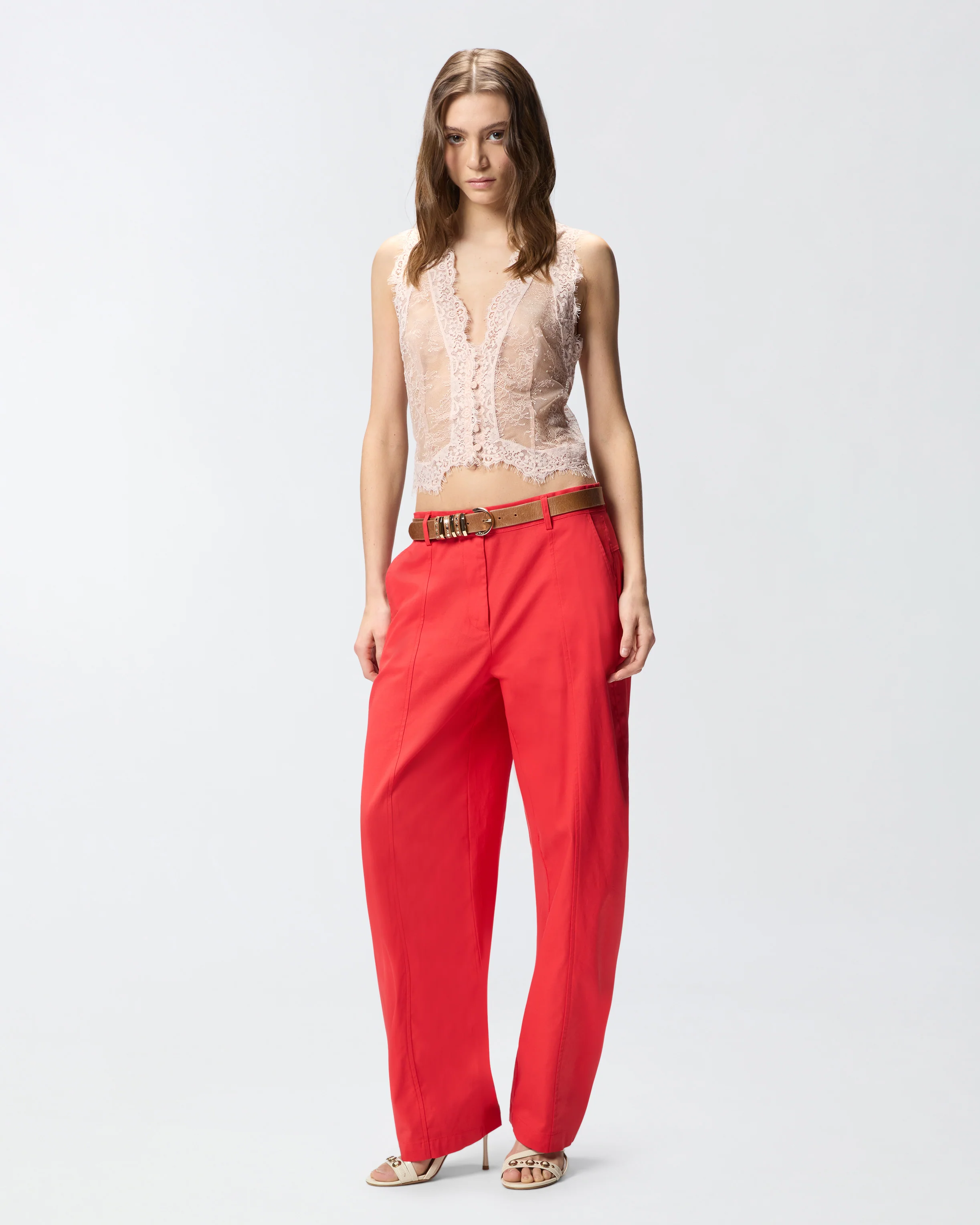 Pantaloni barrel-fit in cotone stretch
