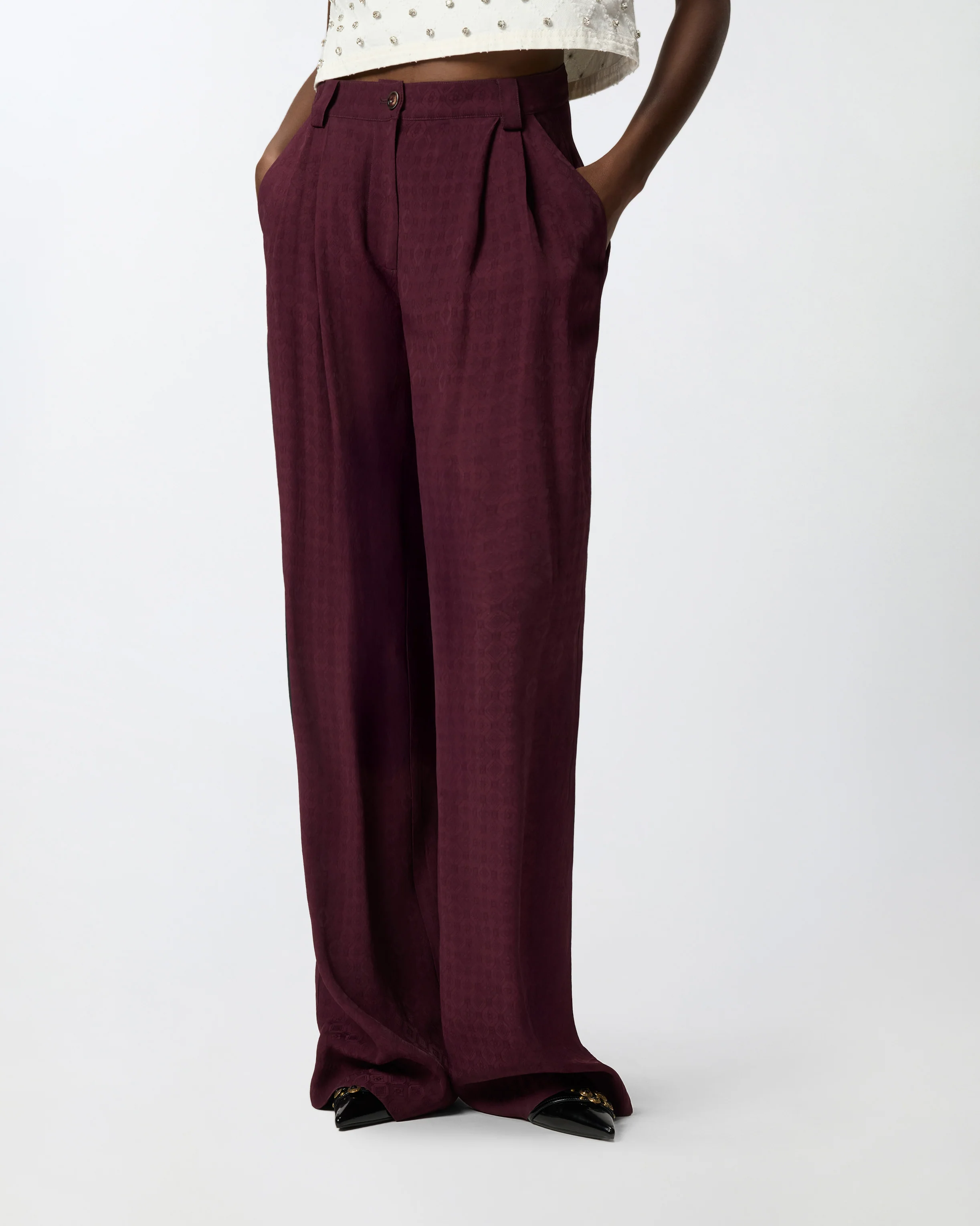 Pantaloni in jacquard con motivo cravatteria - Image 2