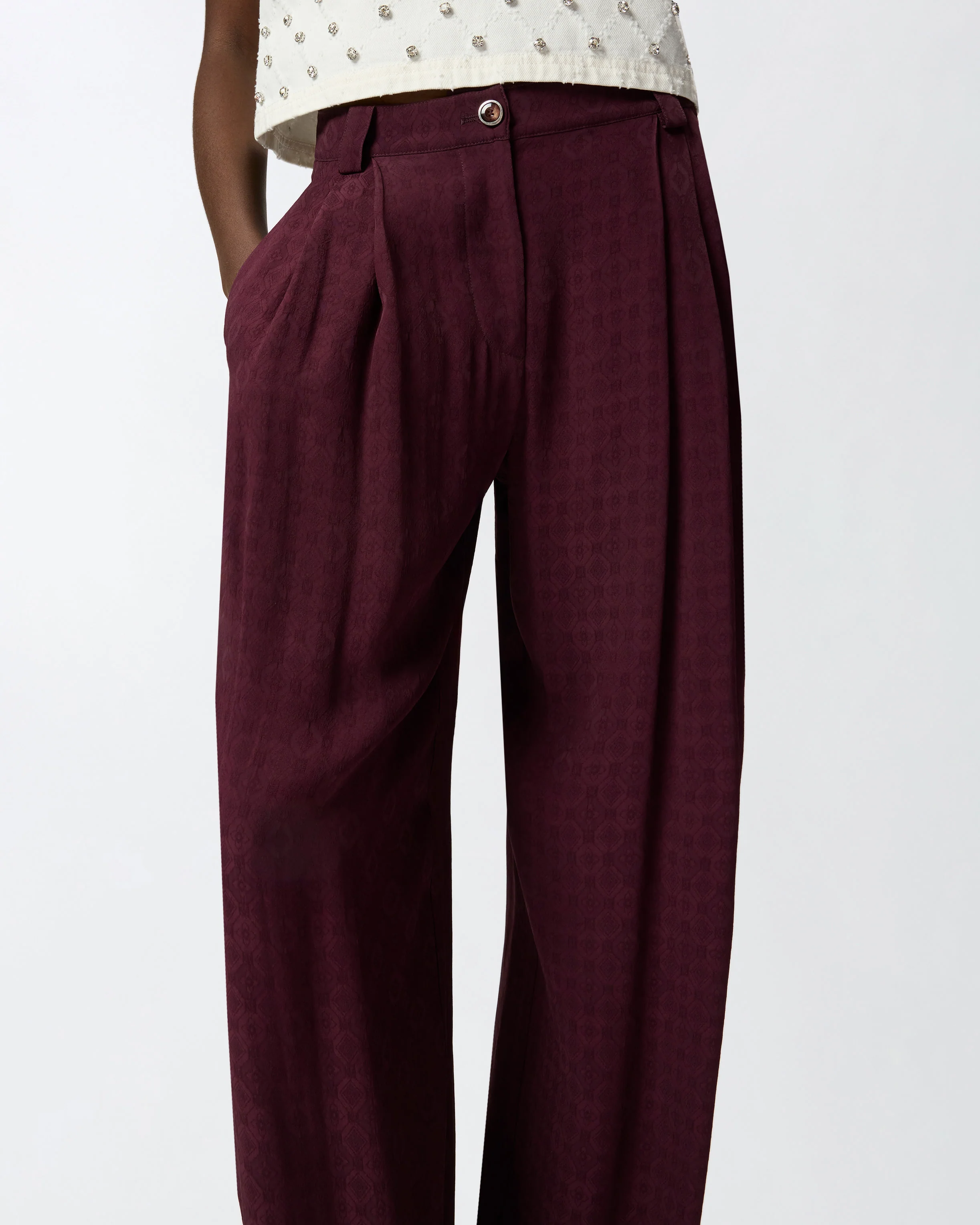 Pantaloni in jacquard con motivo cravatteria - Image 4