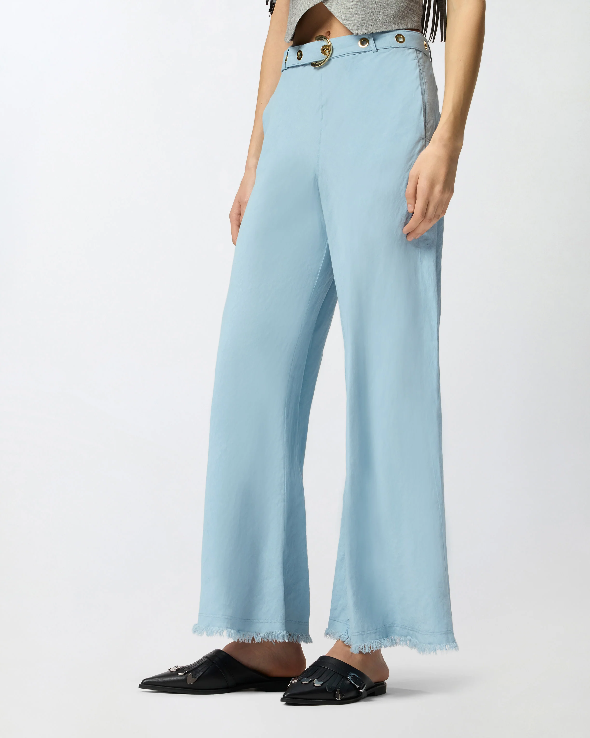 Pantaloni in misto lino con cintura - Image 2
